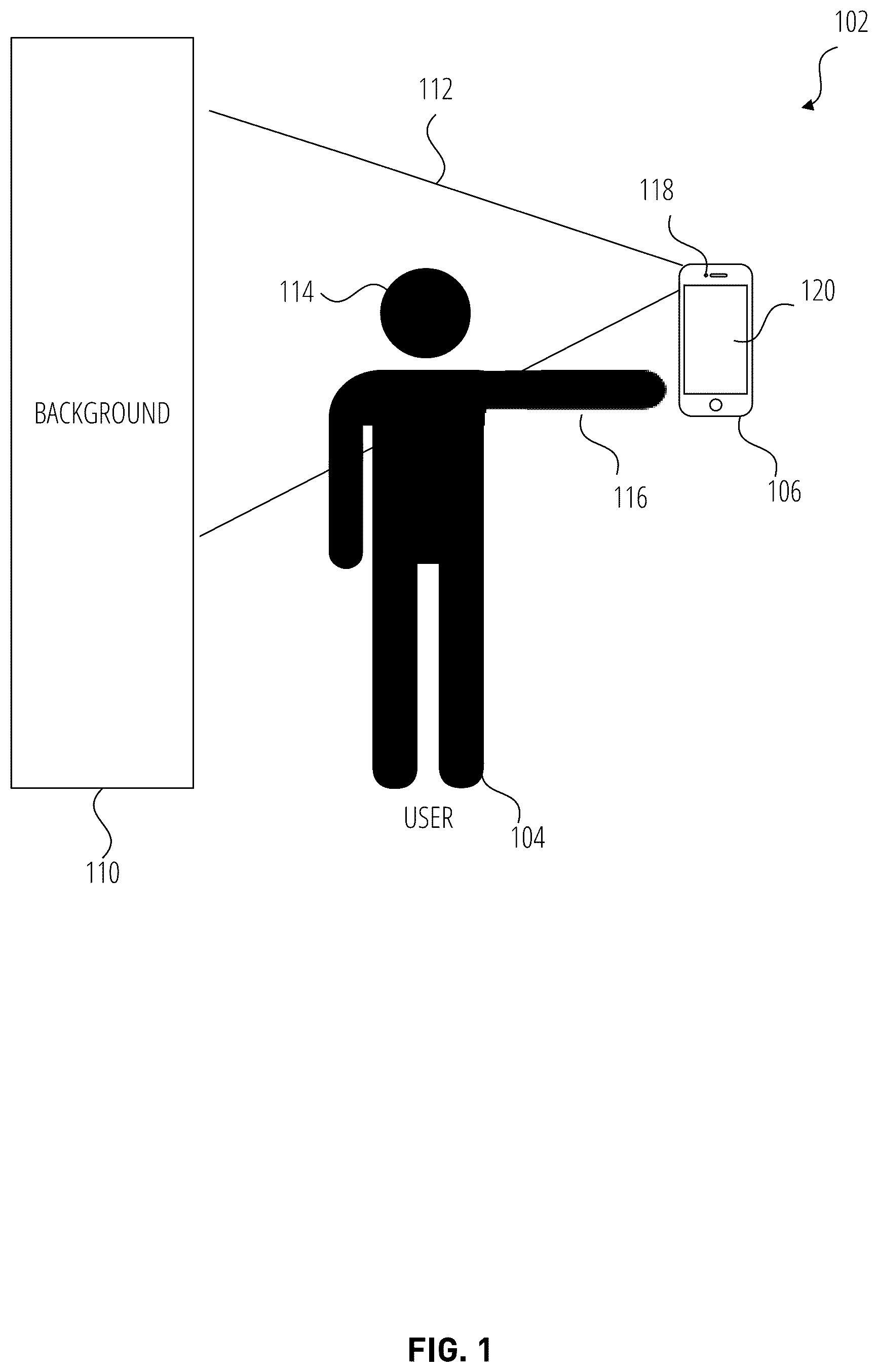 Patent US12307682 — Virtual selfie stick — Figure 1