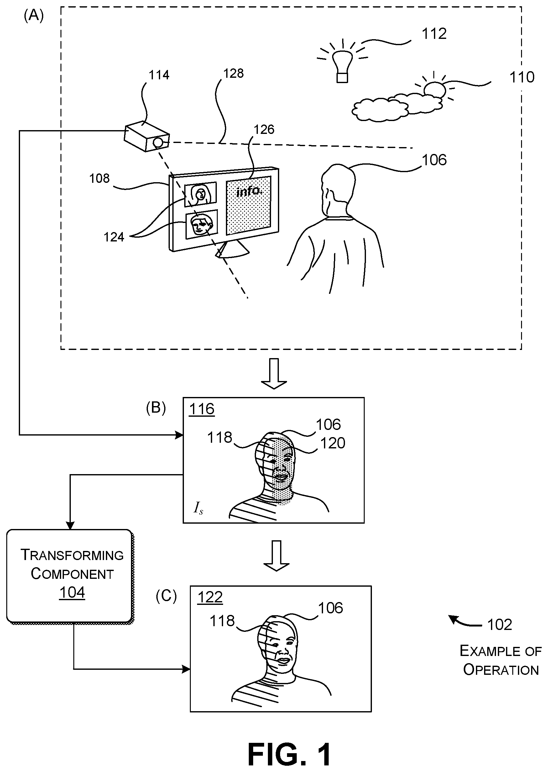 Patent US12307735 — Removing artifacts in images caused by light emitted by electronic screens — Figure 1
