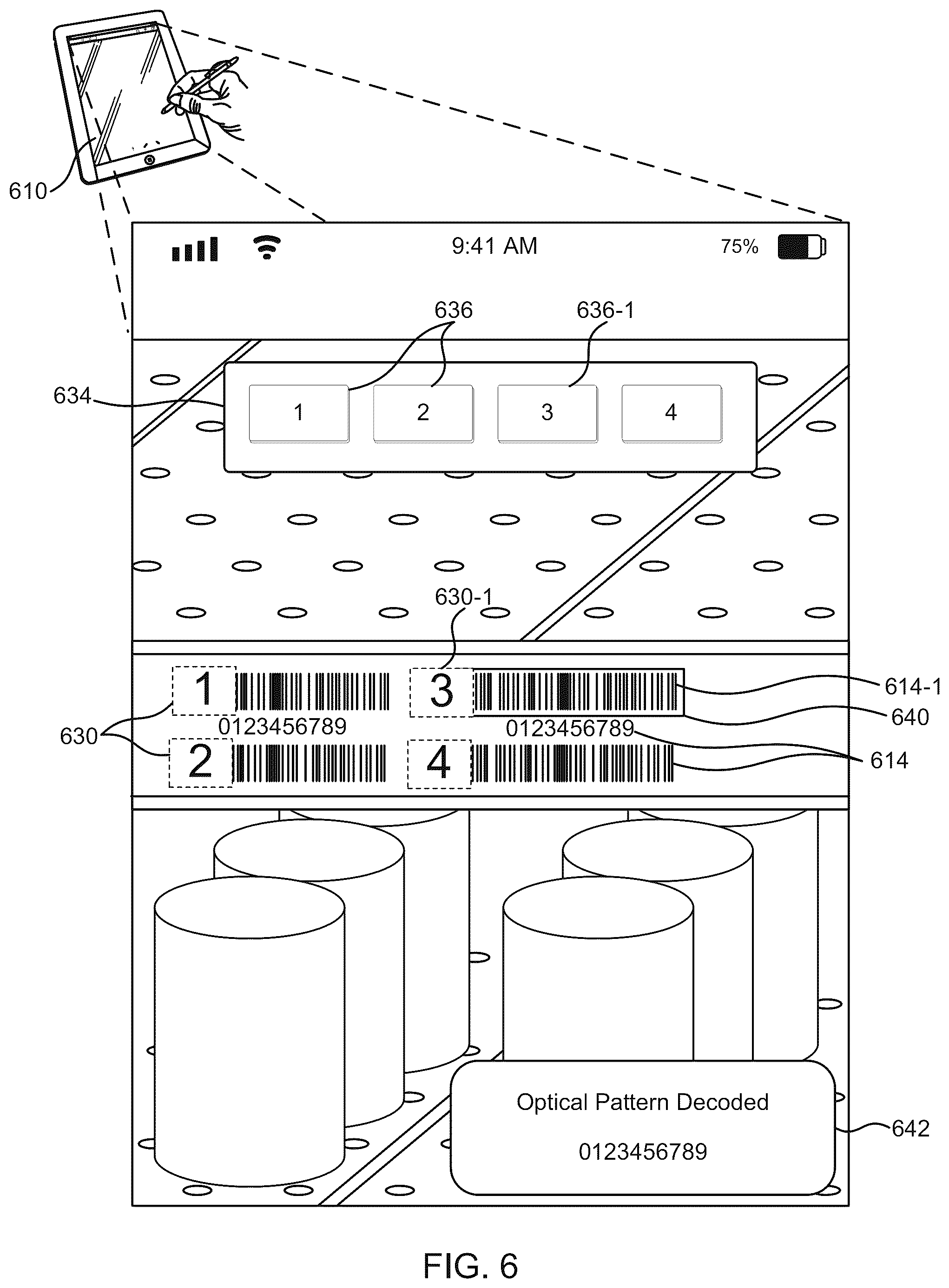 Patent US12307737 Figure 6 – Adaptive selection area for image-based decoding of optical patterns