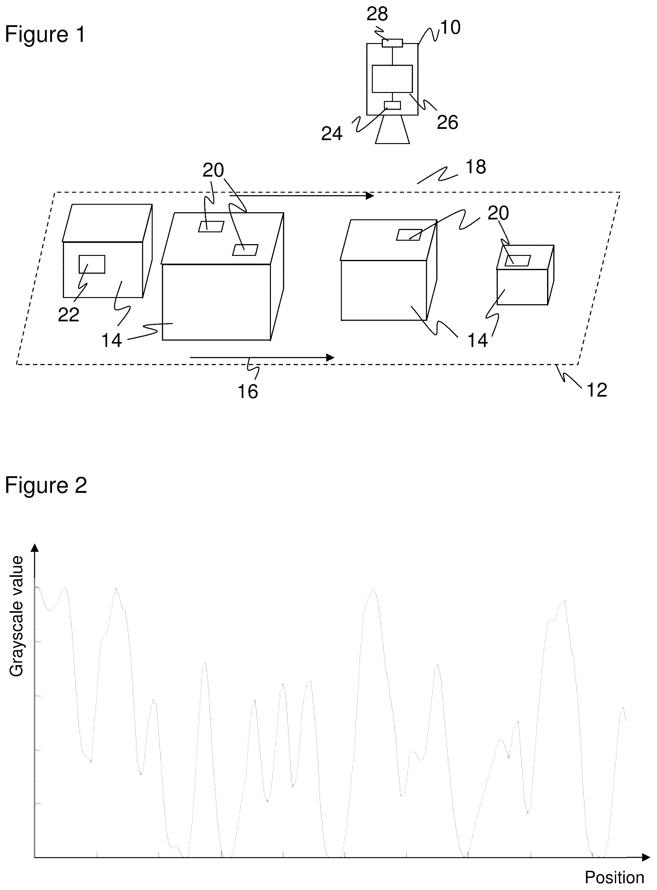Patent US12307755 — Reading a one-dimensional optical code using a black-and-white profile formed from grayscale value profiles — Figure 1