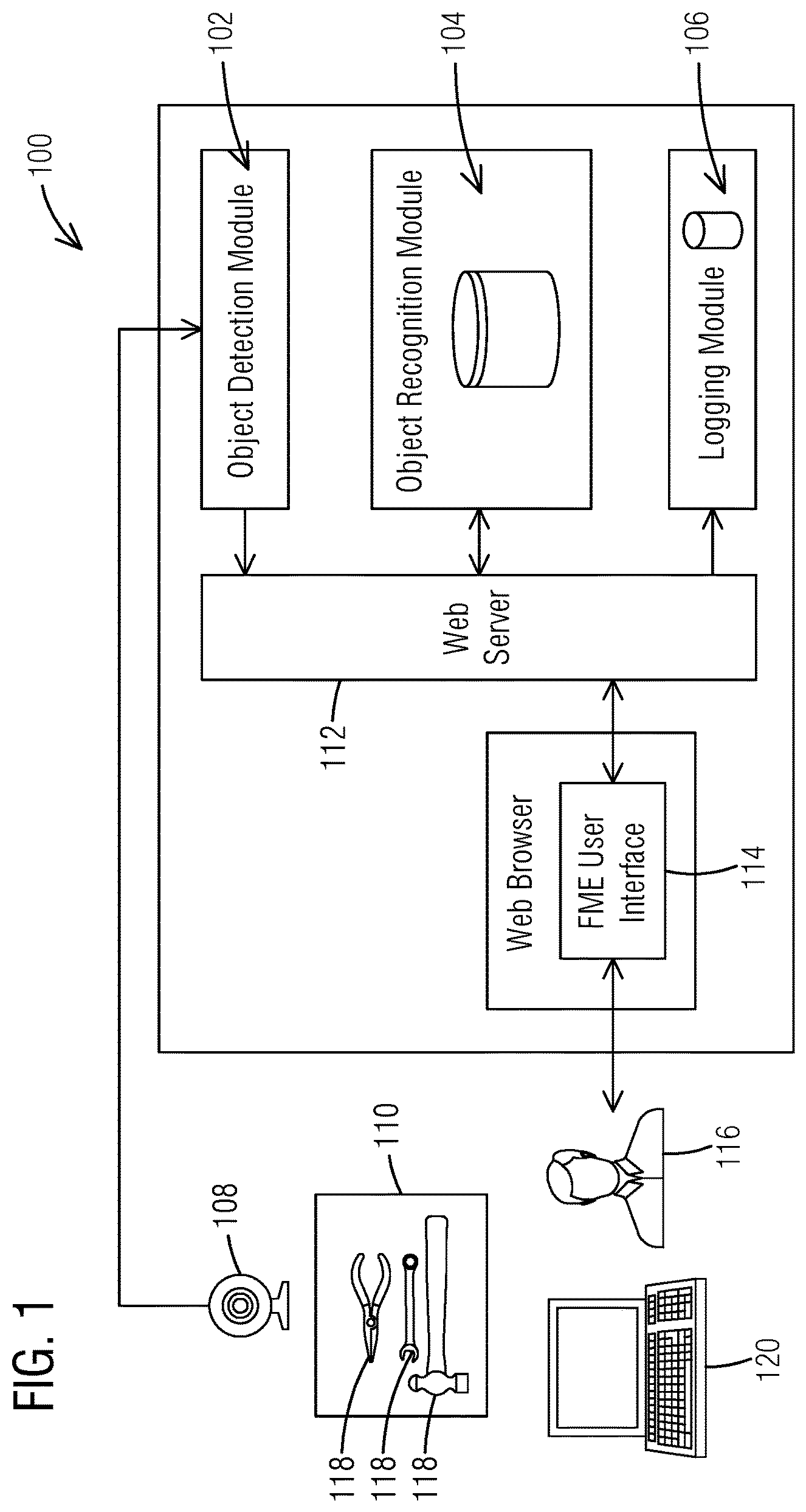 Patent US12307772 — System and method for automated foreign material exclusion attendant — Figure 1