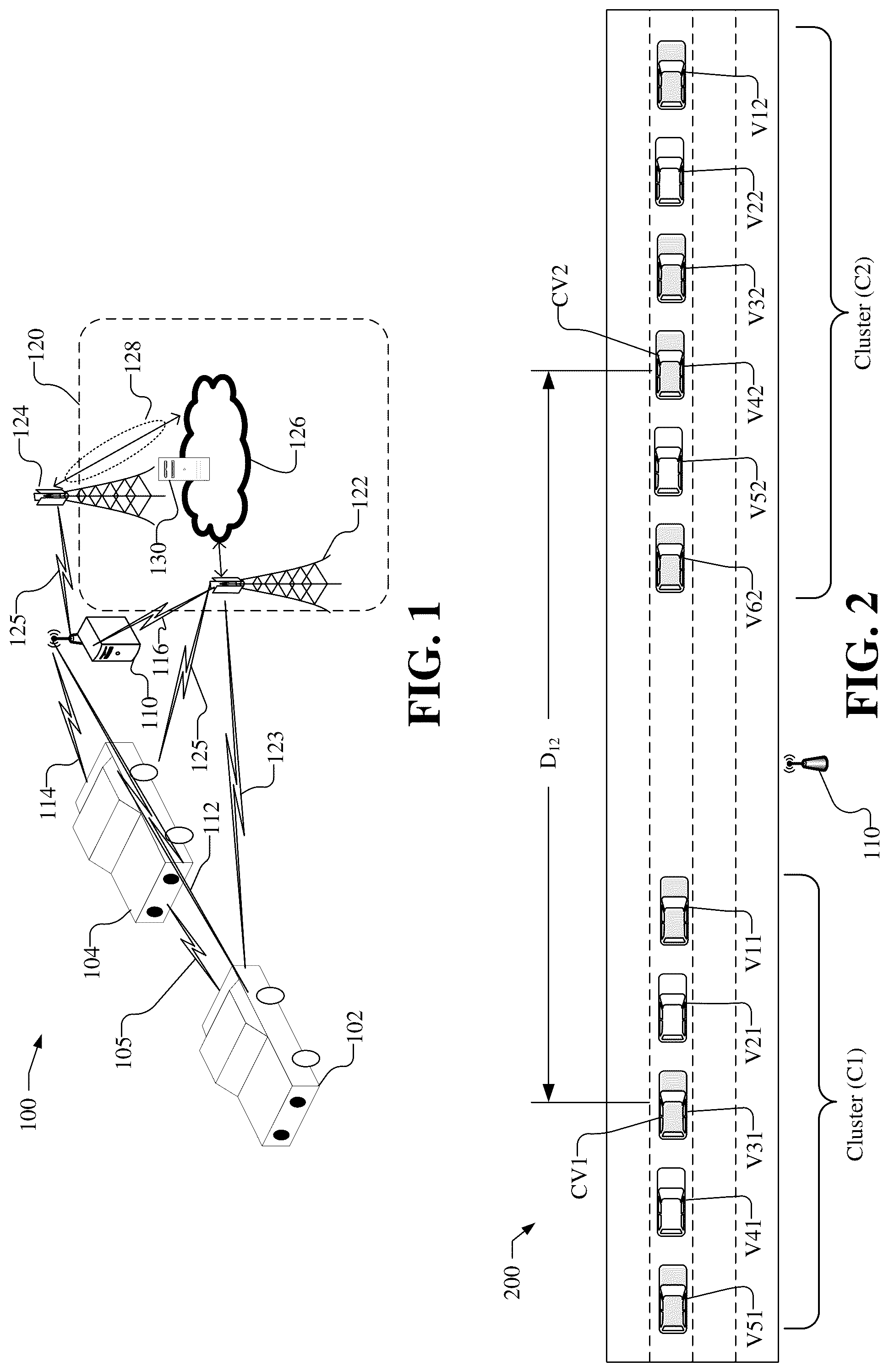Patent US12307902 — Cluster-based approach to positioning of vehicles in vehicle platooning or autonomous trucking — Figure 1