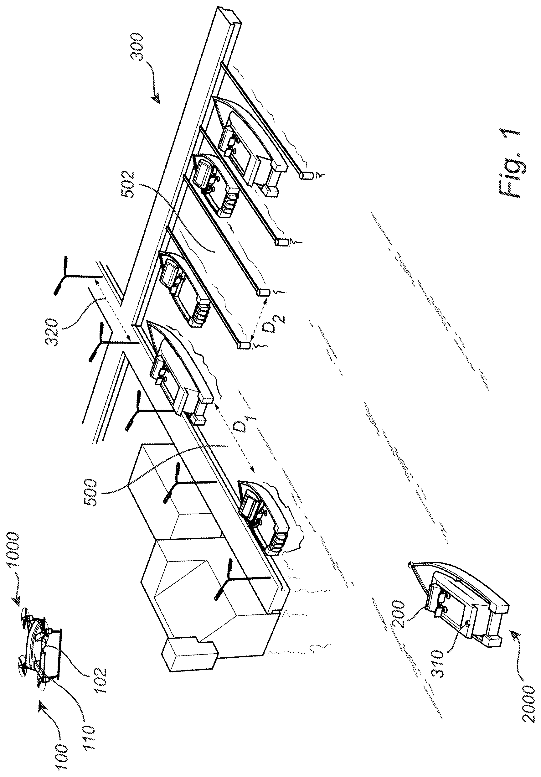 Patent US12307903 — Unmanned aircraft system, a control system of a marine vessel and a method for controlling a navigation system of a marine vessel — Figure 1