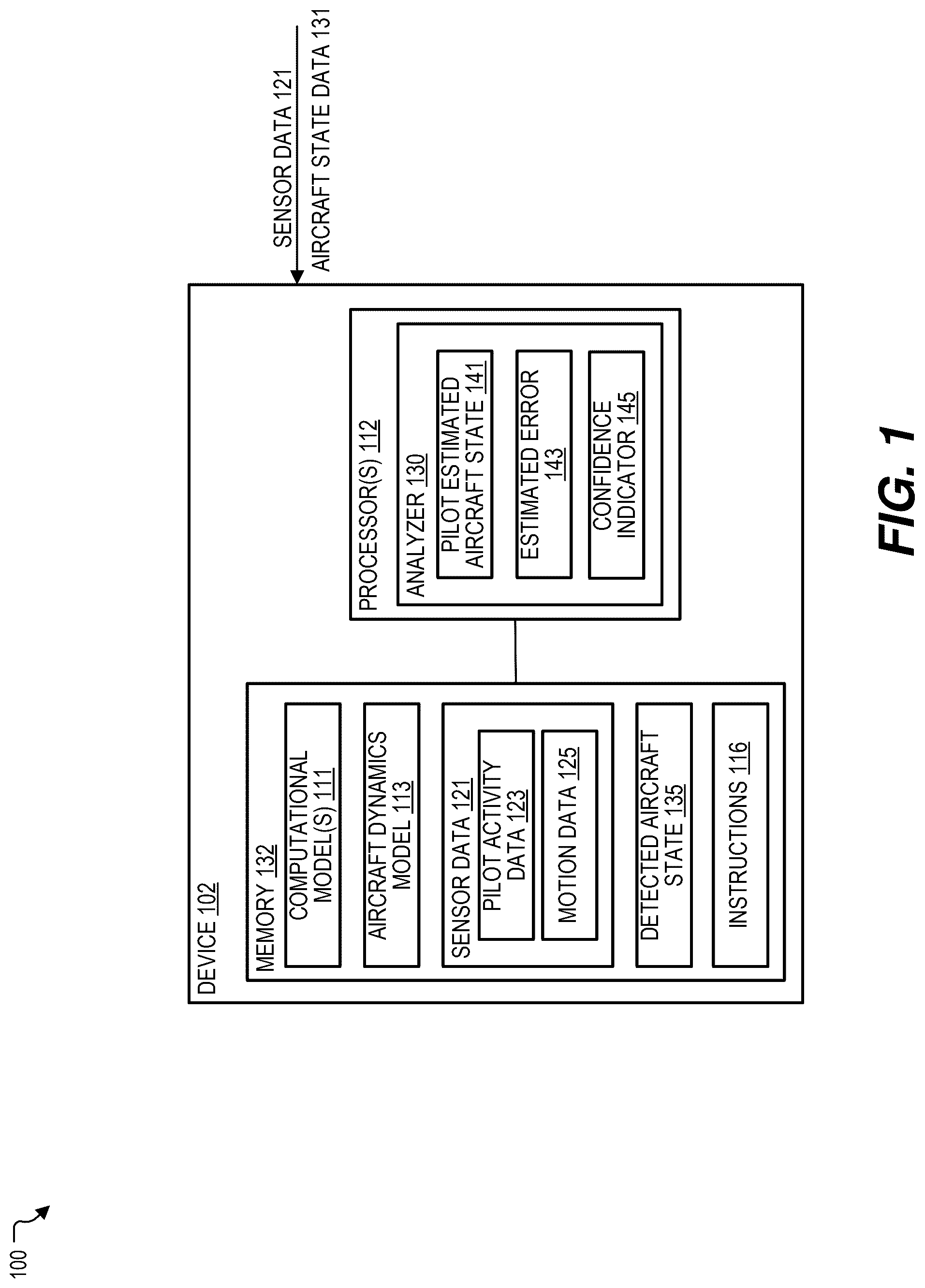 Patent US12307921 — Quantitative pilot evaluation during training — Figure 1