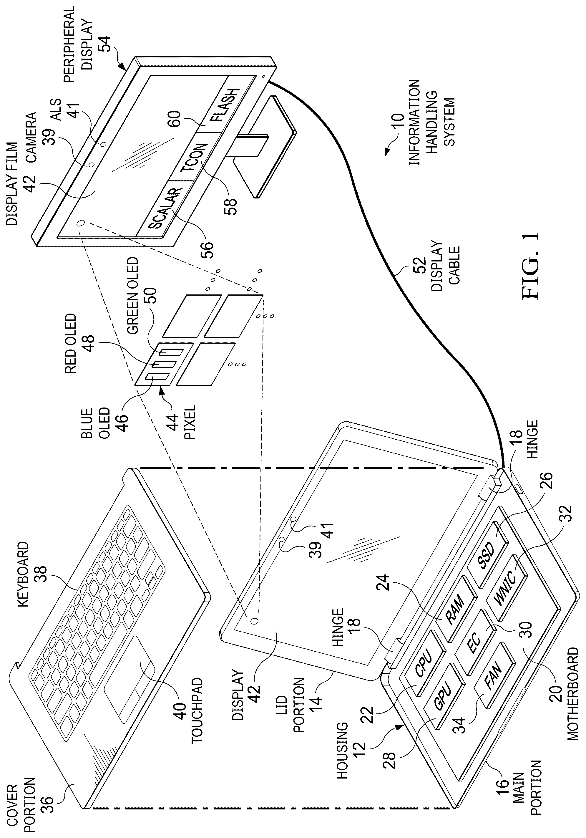 Patent US12307933 — Organic light emitting diode display film pixel shifting with temporal segmented image tracking — Figure 1