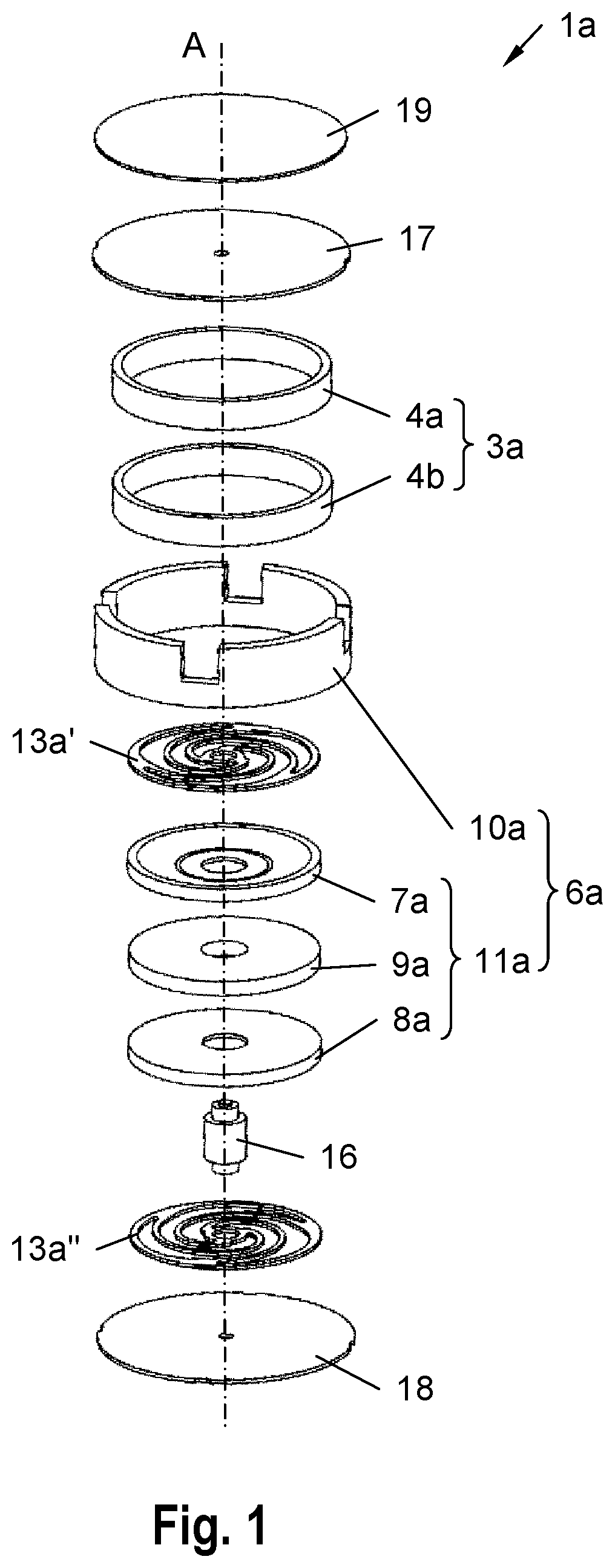 Patent US12308013 — Electromagnetic actuator for a display with improved spring arrangement and output device with said actuator — Figure 1