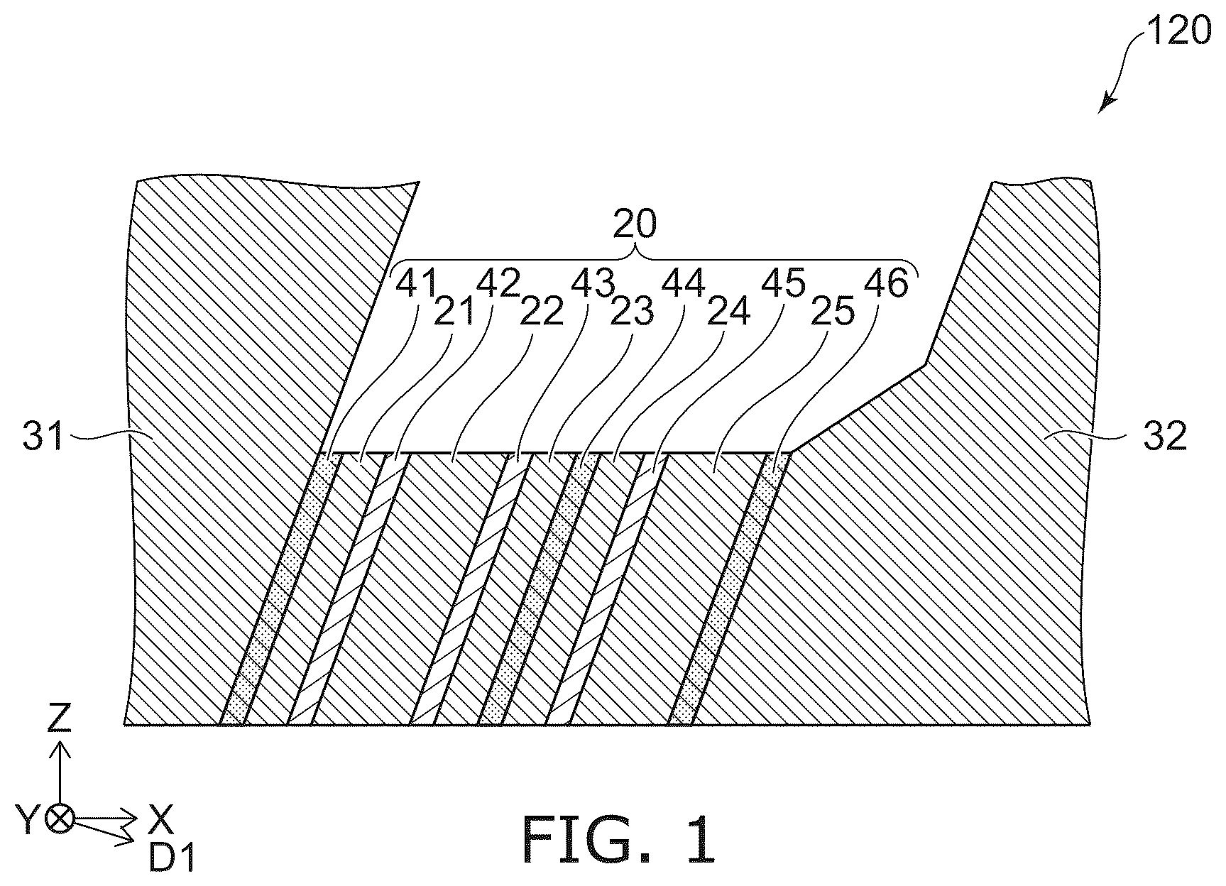 Patent US12308051 Figure 1 – Magnetic head with multilayer configuration between magnetic poles and magnetic recording device