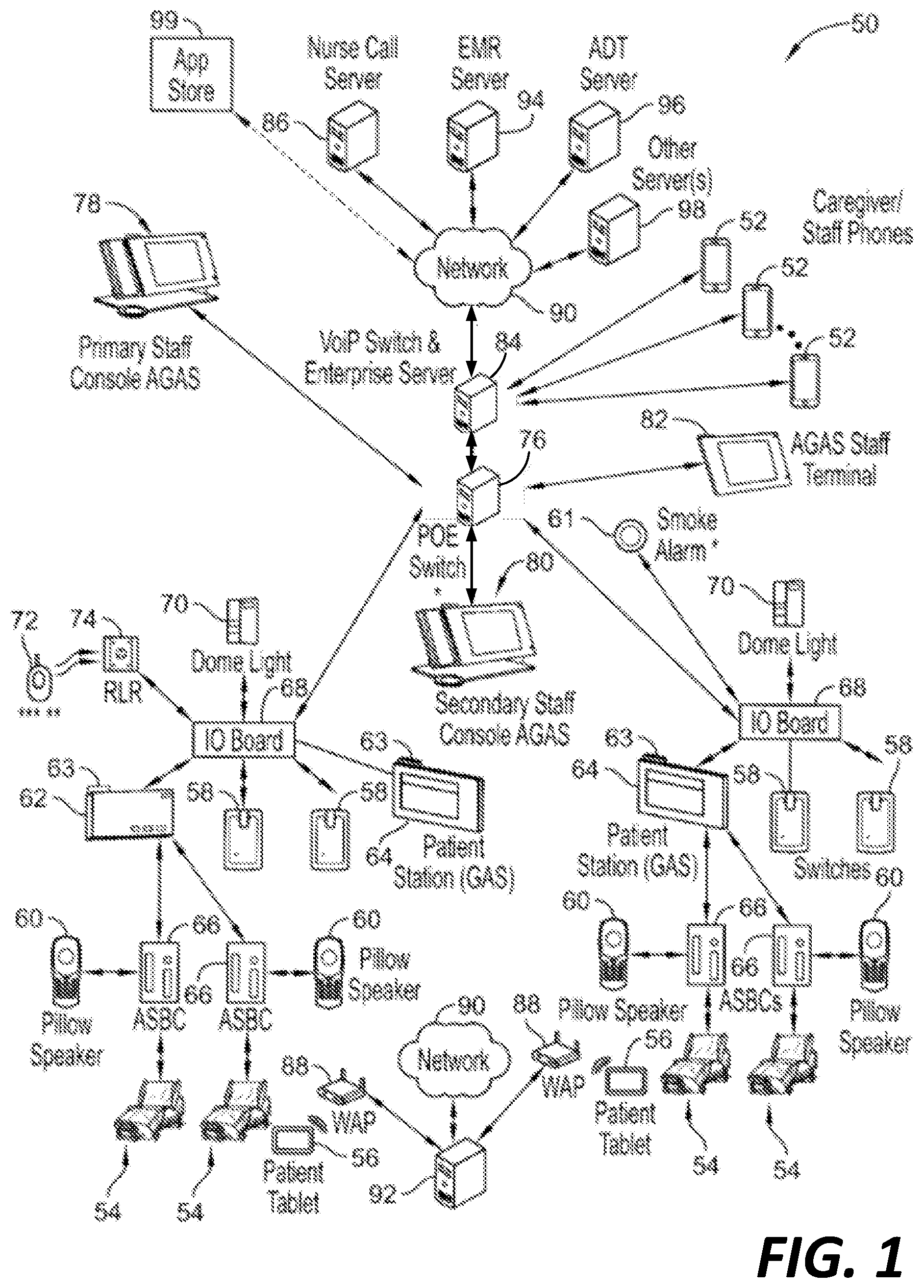 Patent US12308129 — Access to multiple caregiver information systems — Figure 1