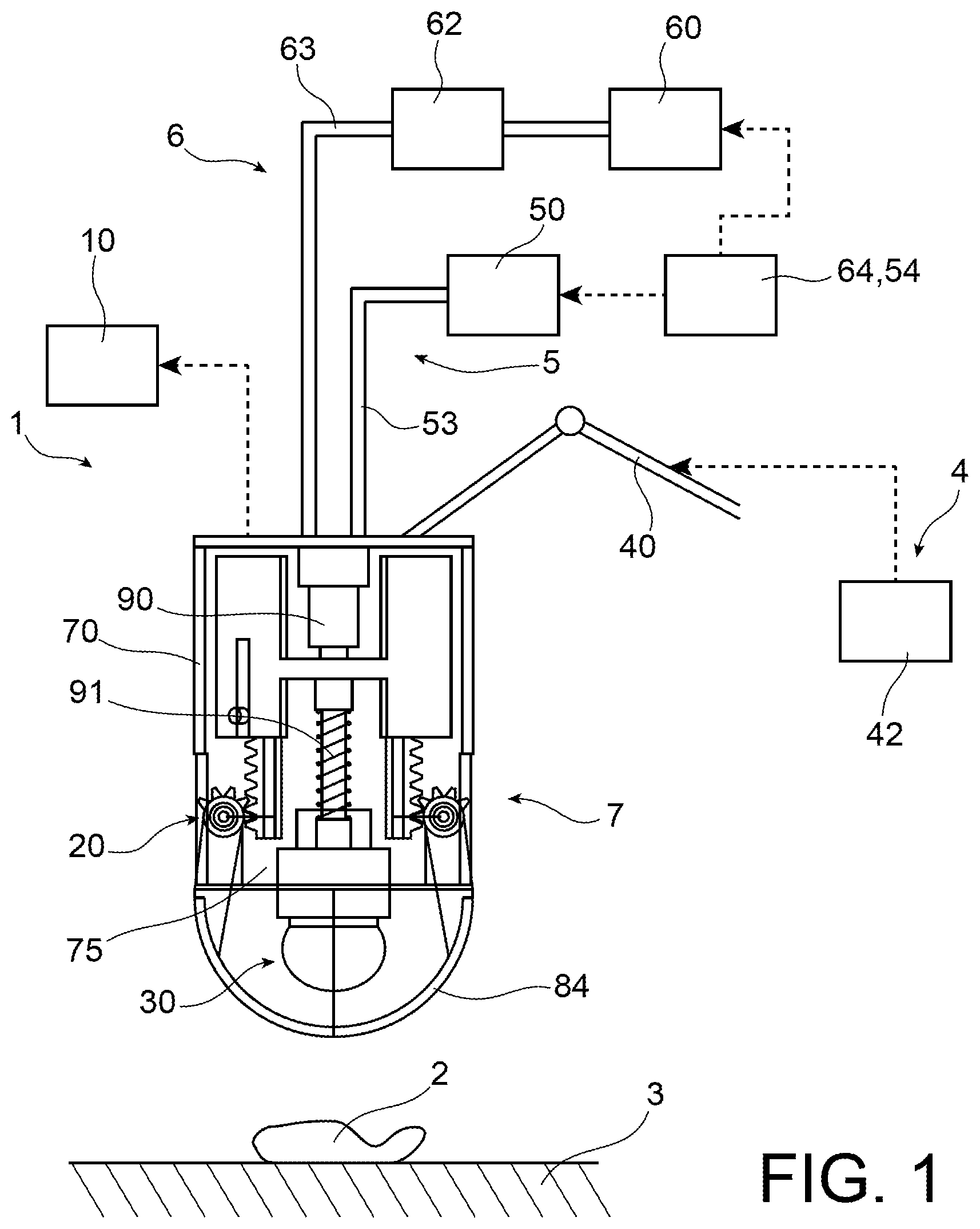 Patent US12308132 Figure 1 – Recovery tool for recovering a solid element, in particular a radioactive material, comprising a capture head and a cup