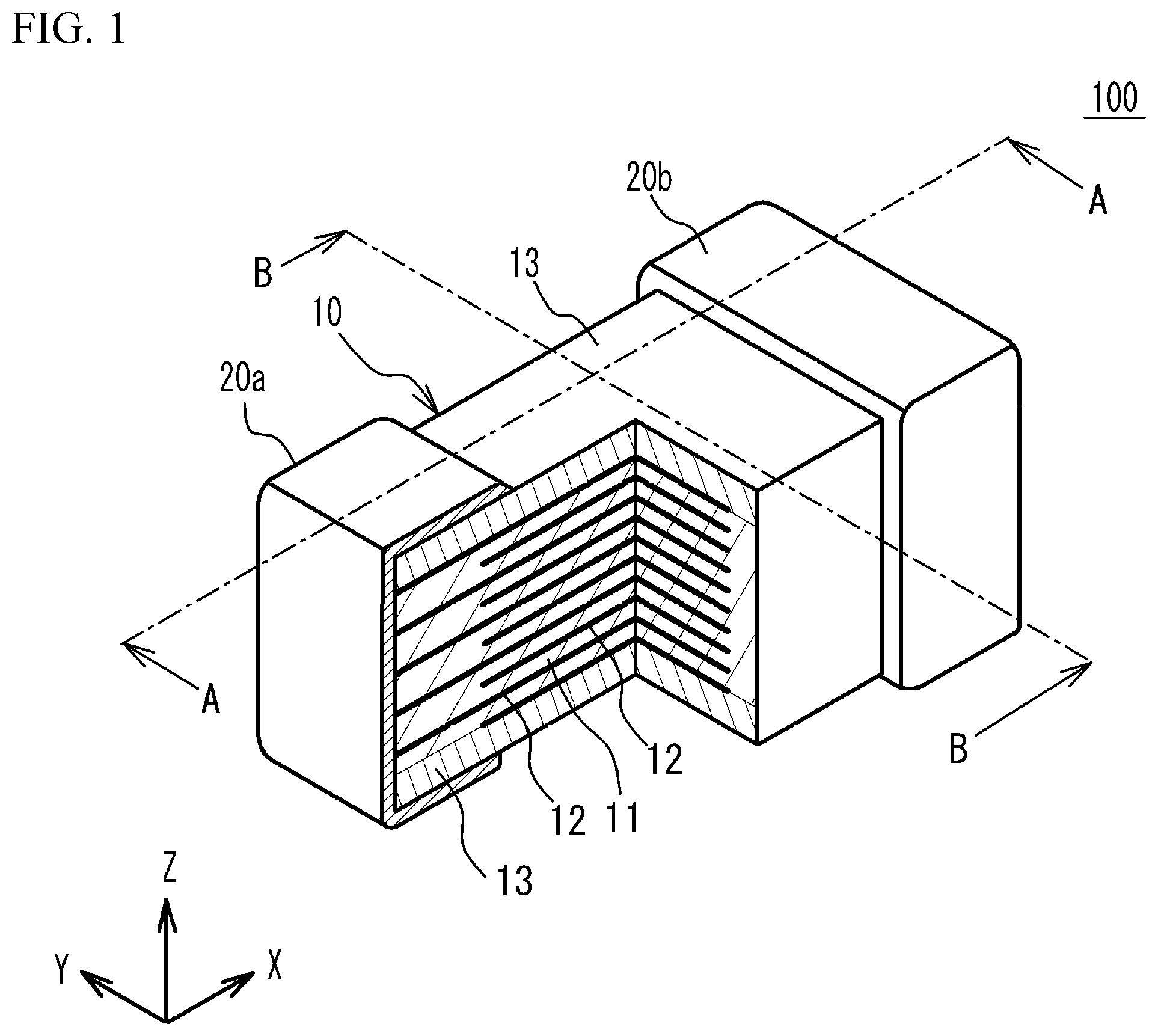 Patent US12308178 — Multilayer ceramic electronic device and manufacturing method of the same — Figure 1