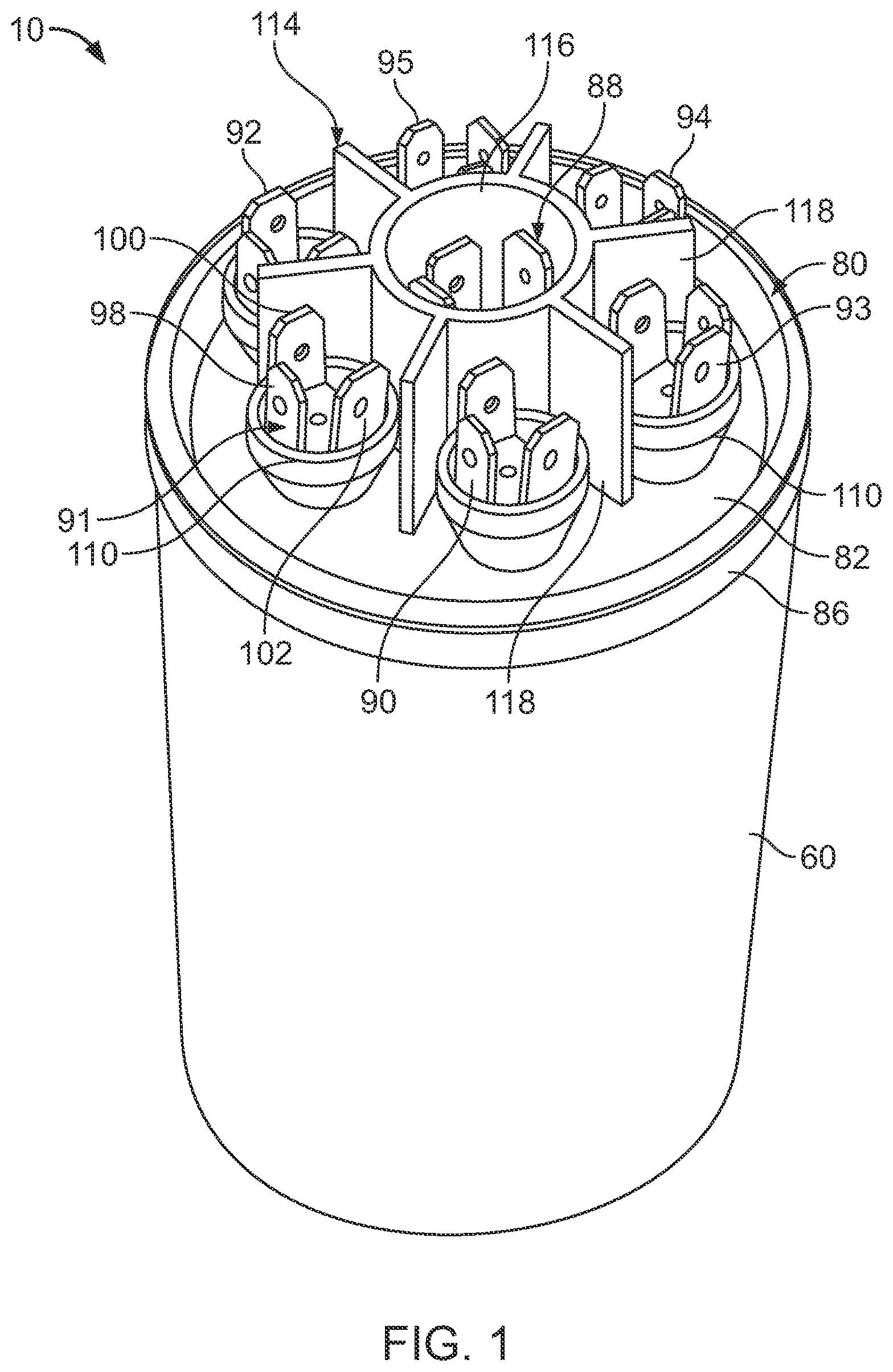 Patent US12308179 — Capacitor with multiple elements for multiple replacement applications — Figure 1