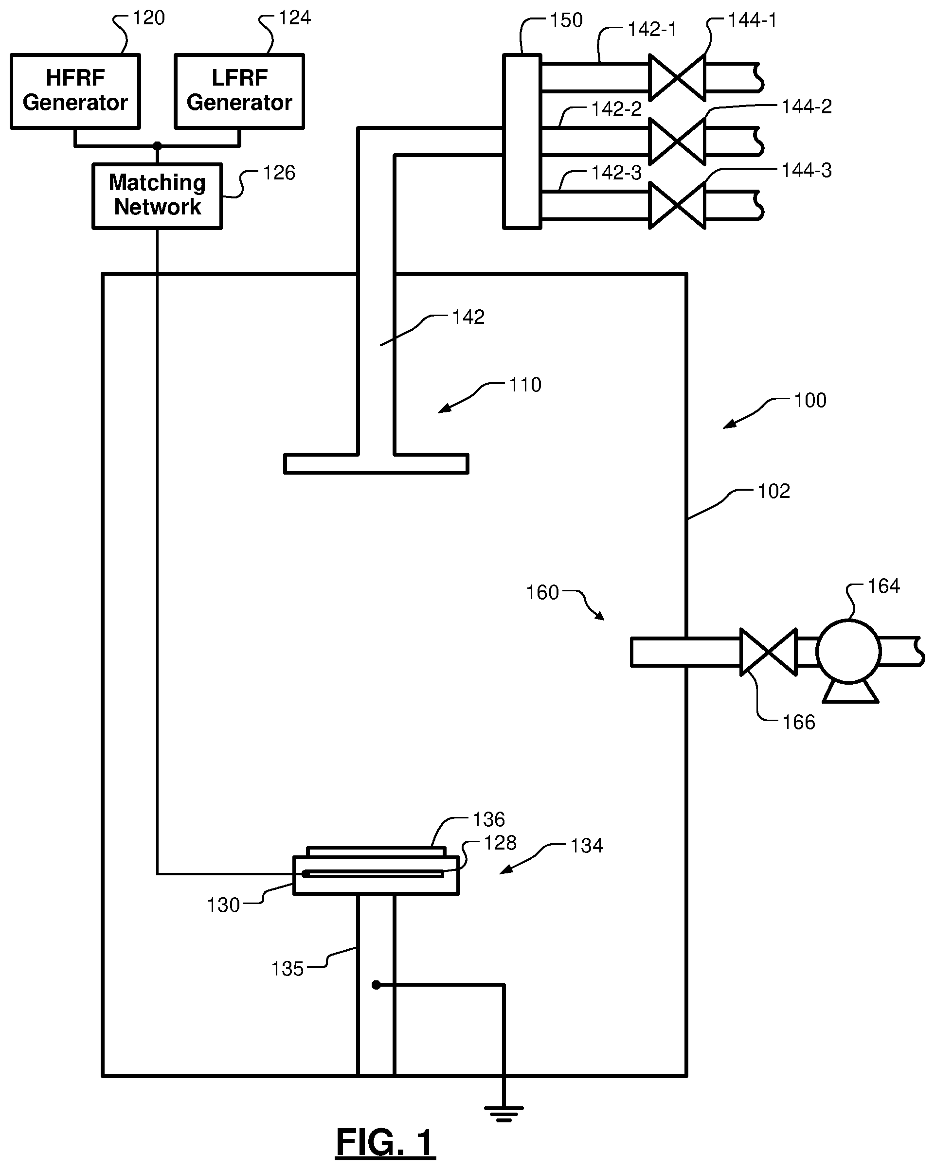Patent US12308216 Figure 1 – Mechanical suppression of parasitic plasma in substrate processing chamber