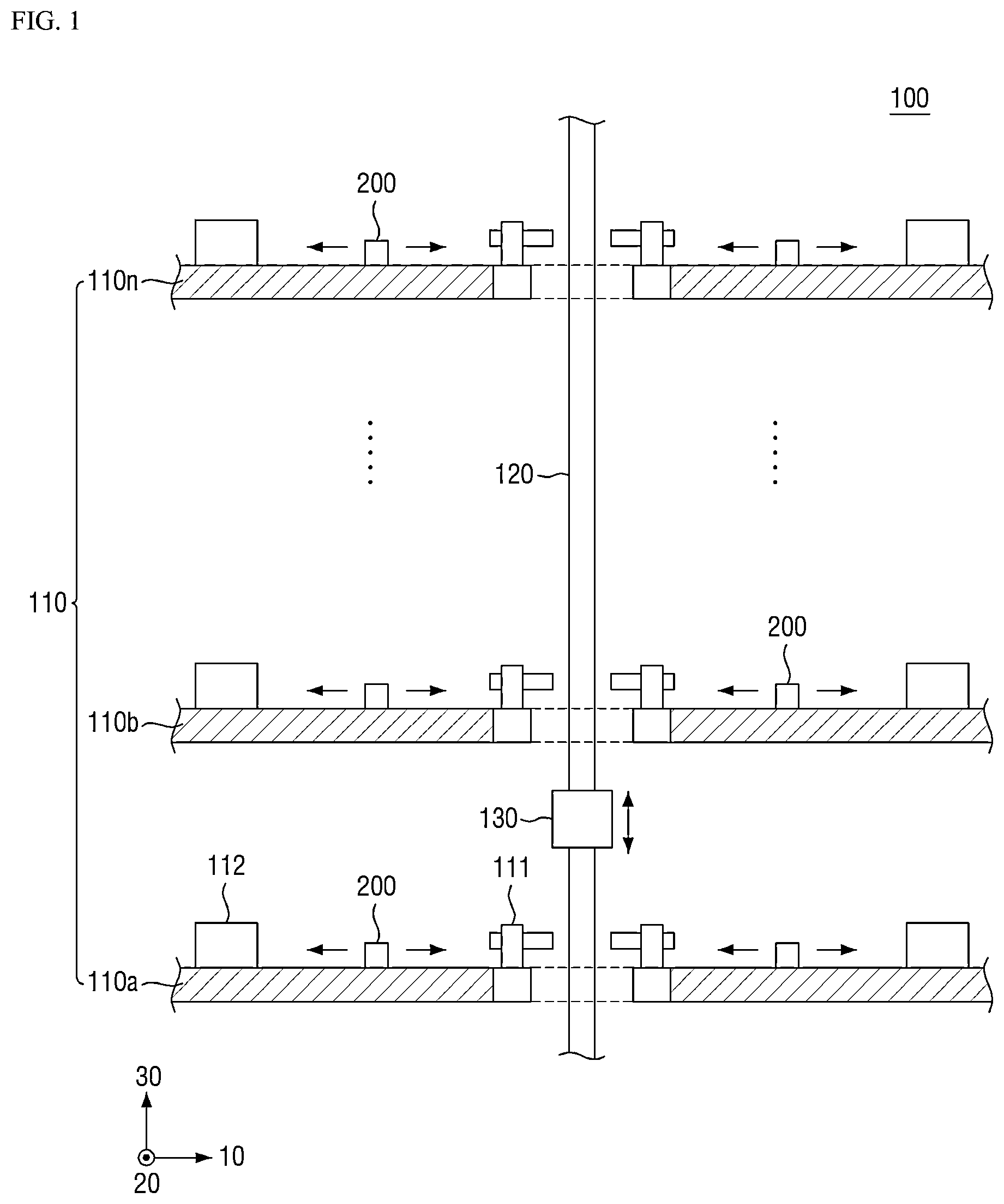Patent US12308270 — Inter-floor transport apparatus and logistics transport system including the same — Figure 1