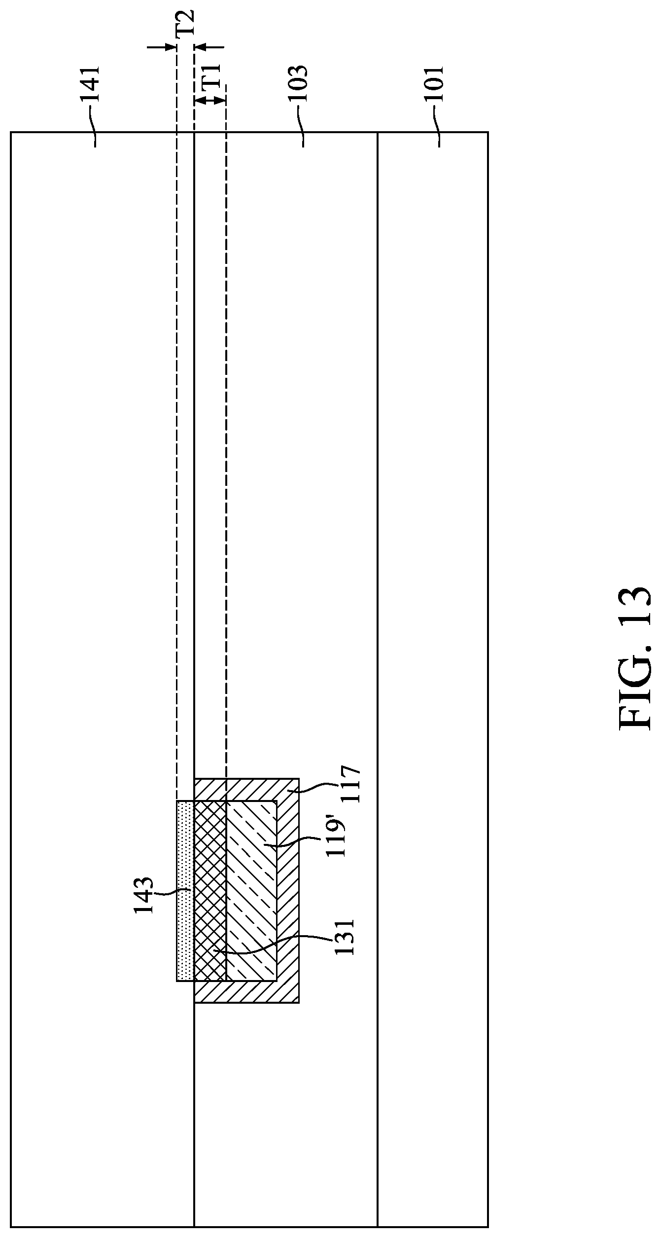 Patent US12308318 Figure 13 – Semiconductor device structure with barrier portion