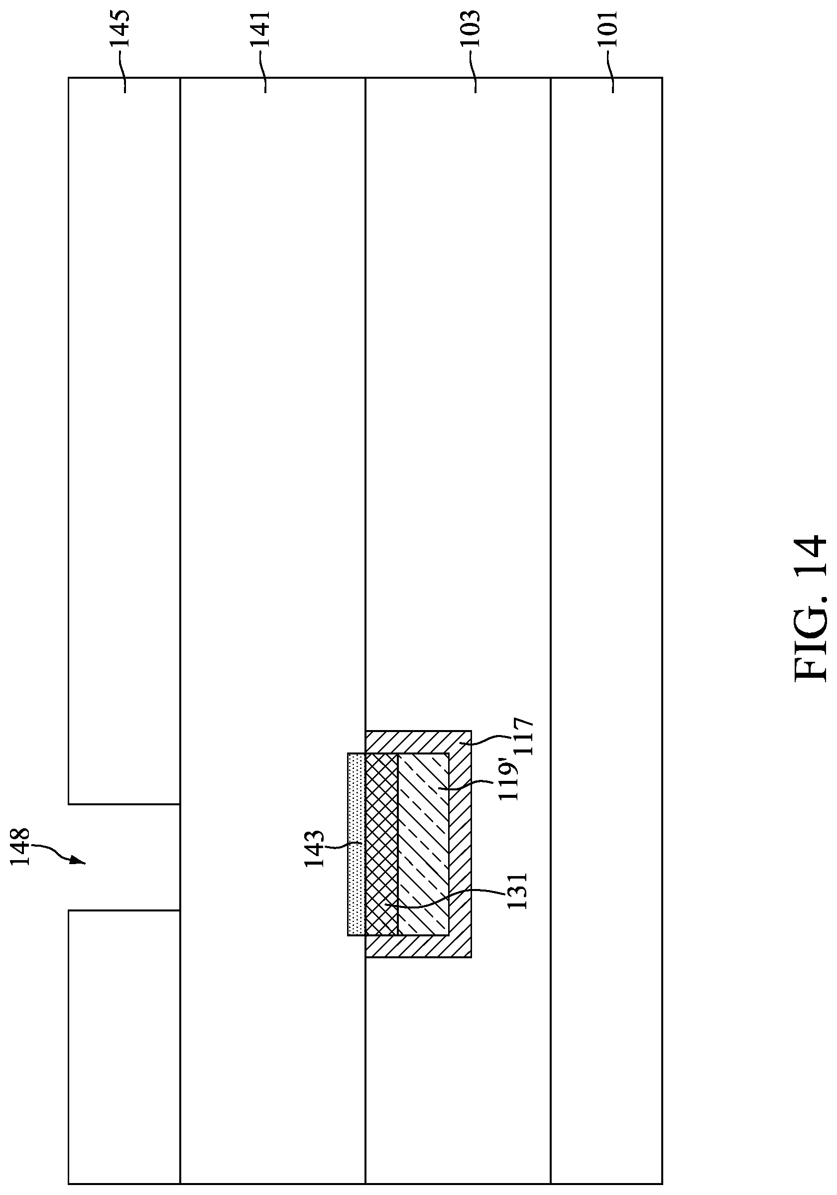 Patent US12308318 Figure 14 – Semiconductor device structure with barrier portion