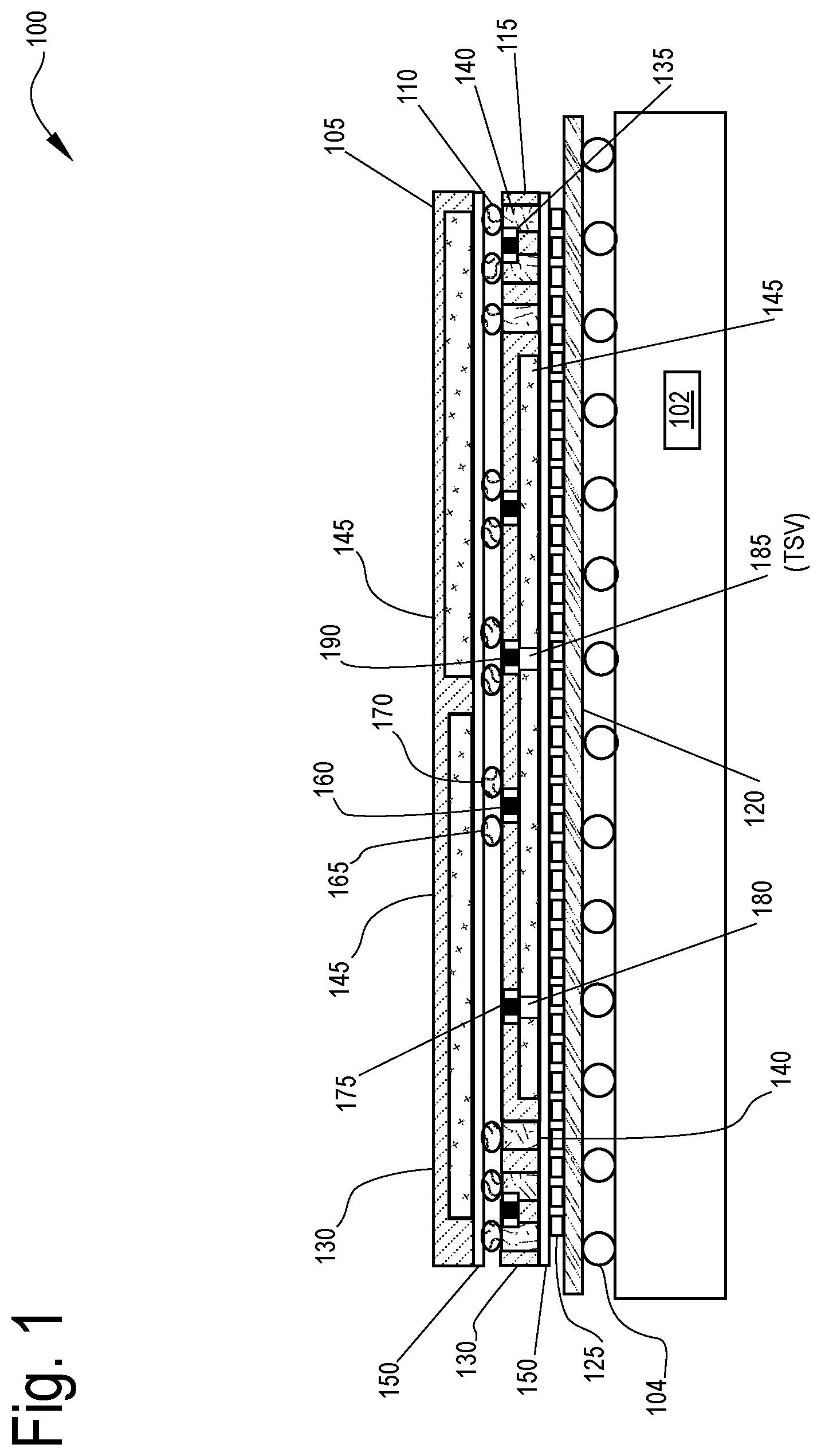Patent US12308335 — Integrating and accessing passive components in wafer-level packages — Figure 1