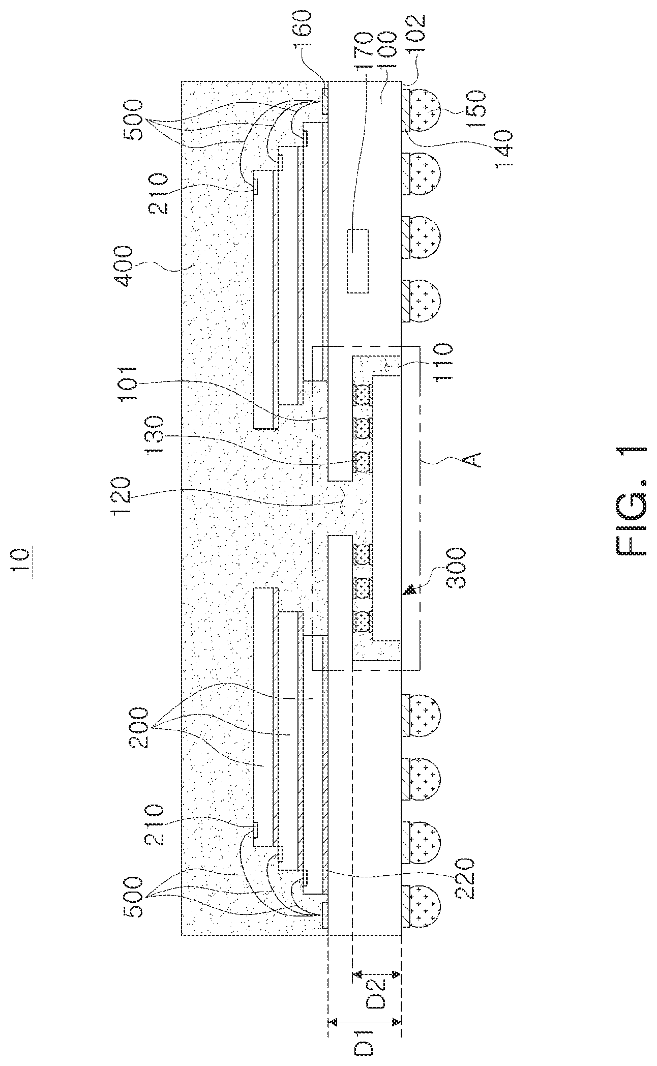 Patent US12308345 Figure 1 – Semiconductor package