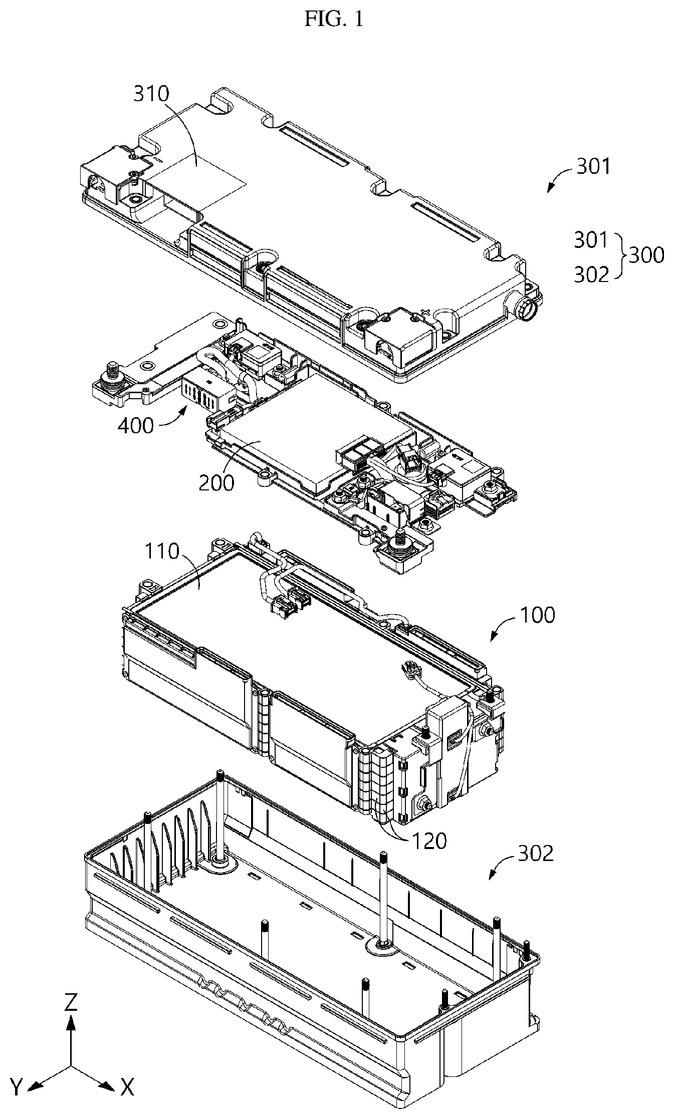 Patent US12308400 — Battery pack — Figure 1