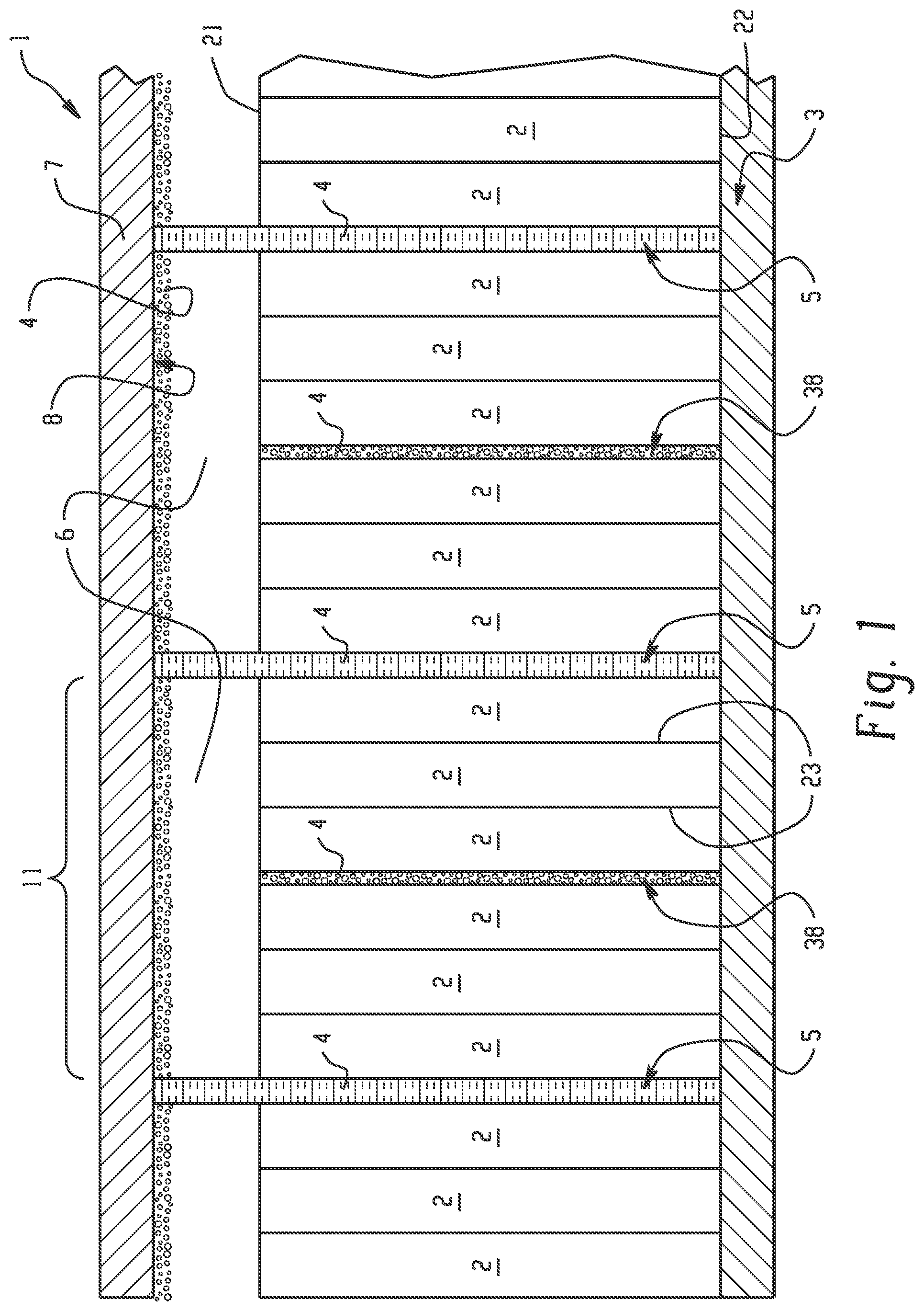 Patent US12308412 Figure 1 – Battery pack system with thermal runaway mitigation features