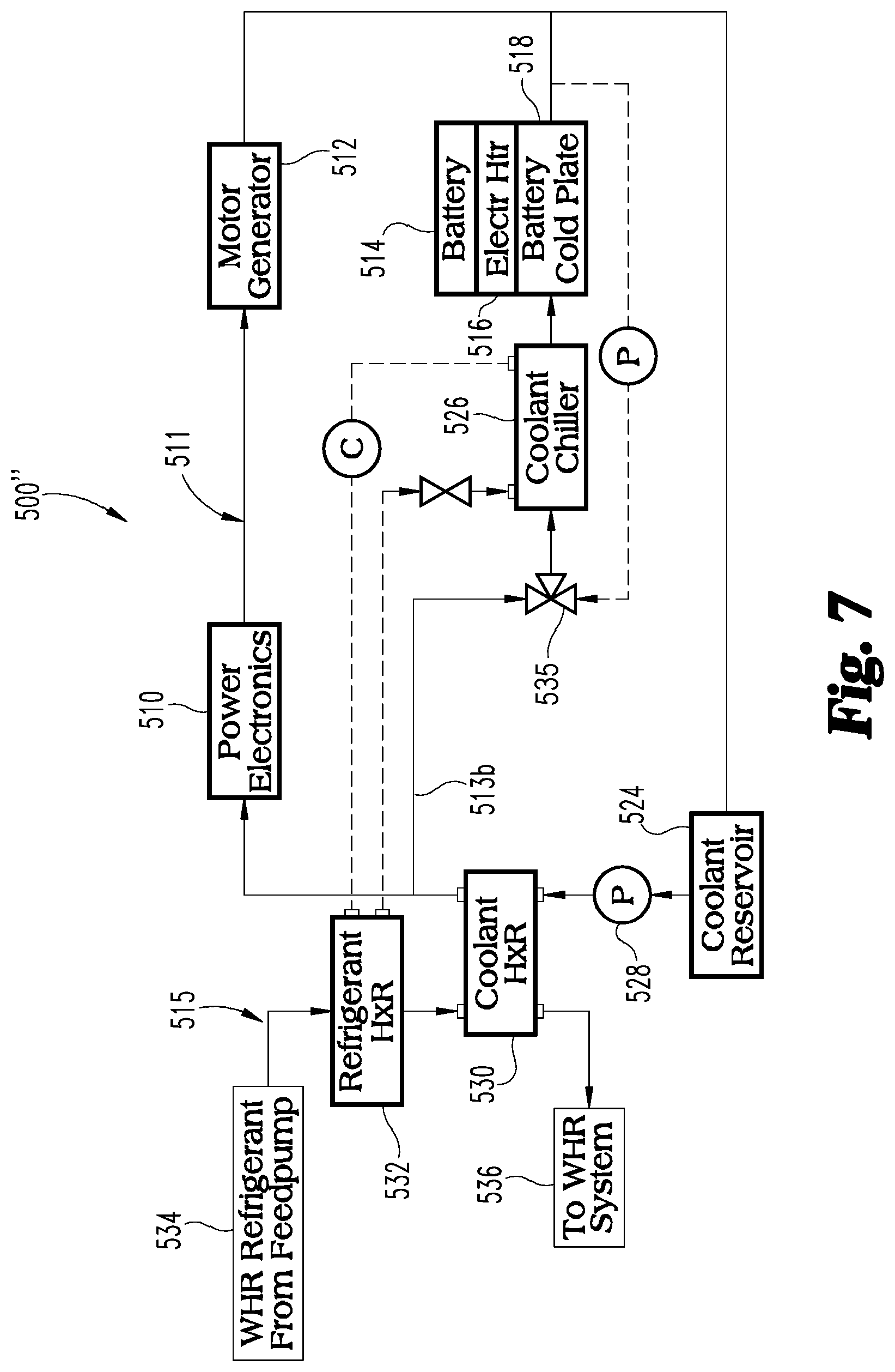 Patent US12308413 Figure 7 – Waste heat recovery power electronics cooling
