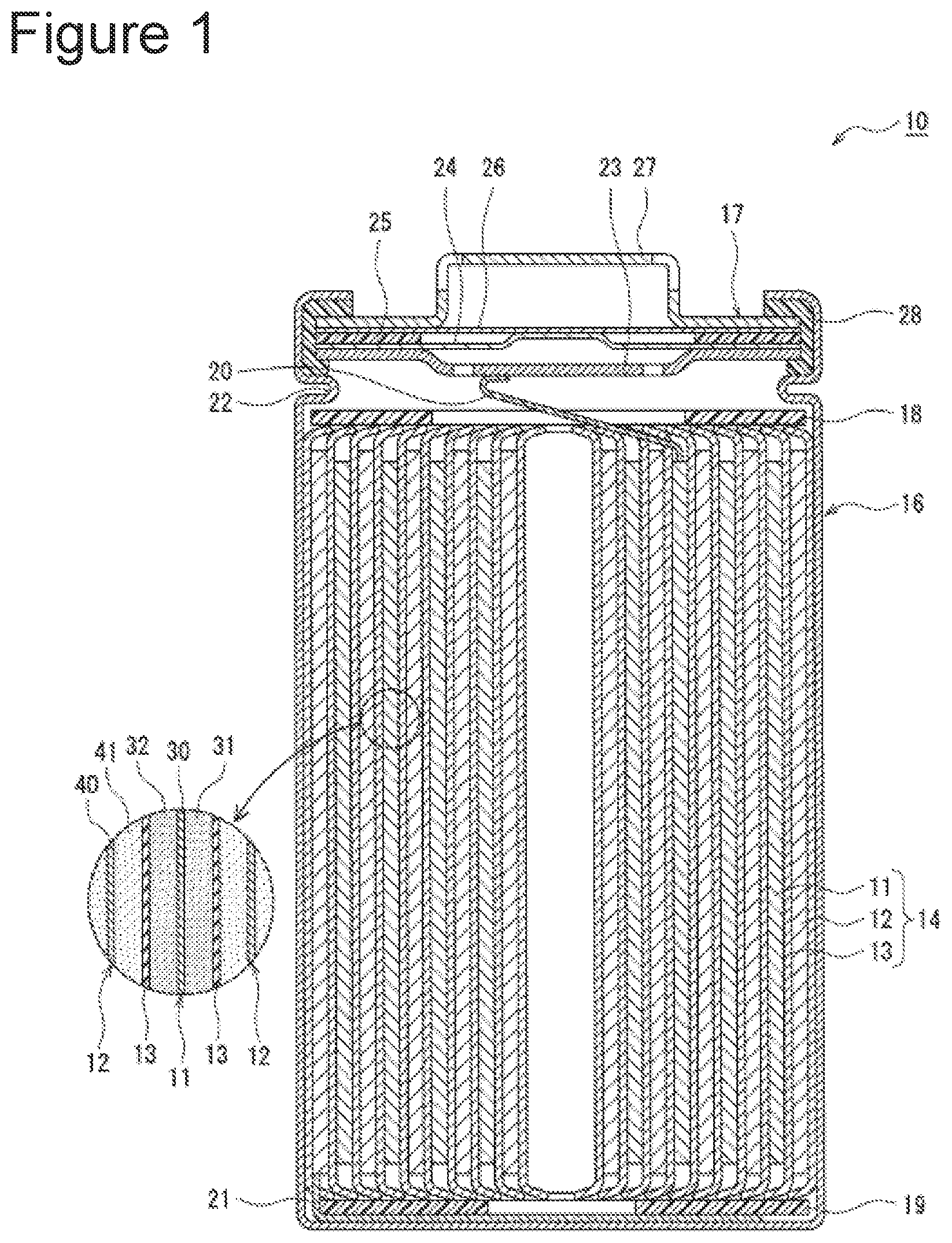 Patent US12308423 — Secondary cell — Figure 1