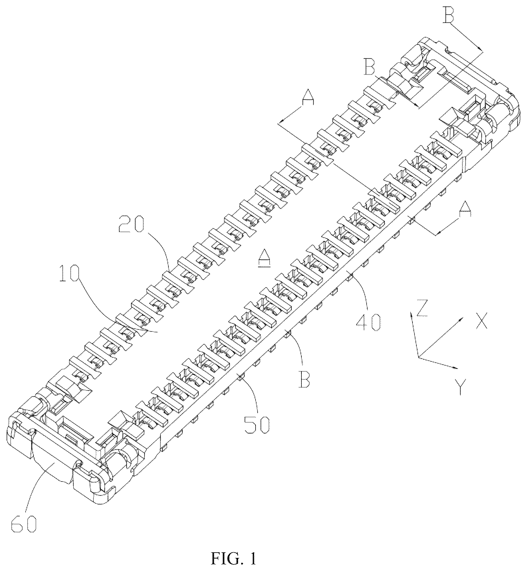 Patent US12308541 — Board-to-board socket — Figure 1