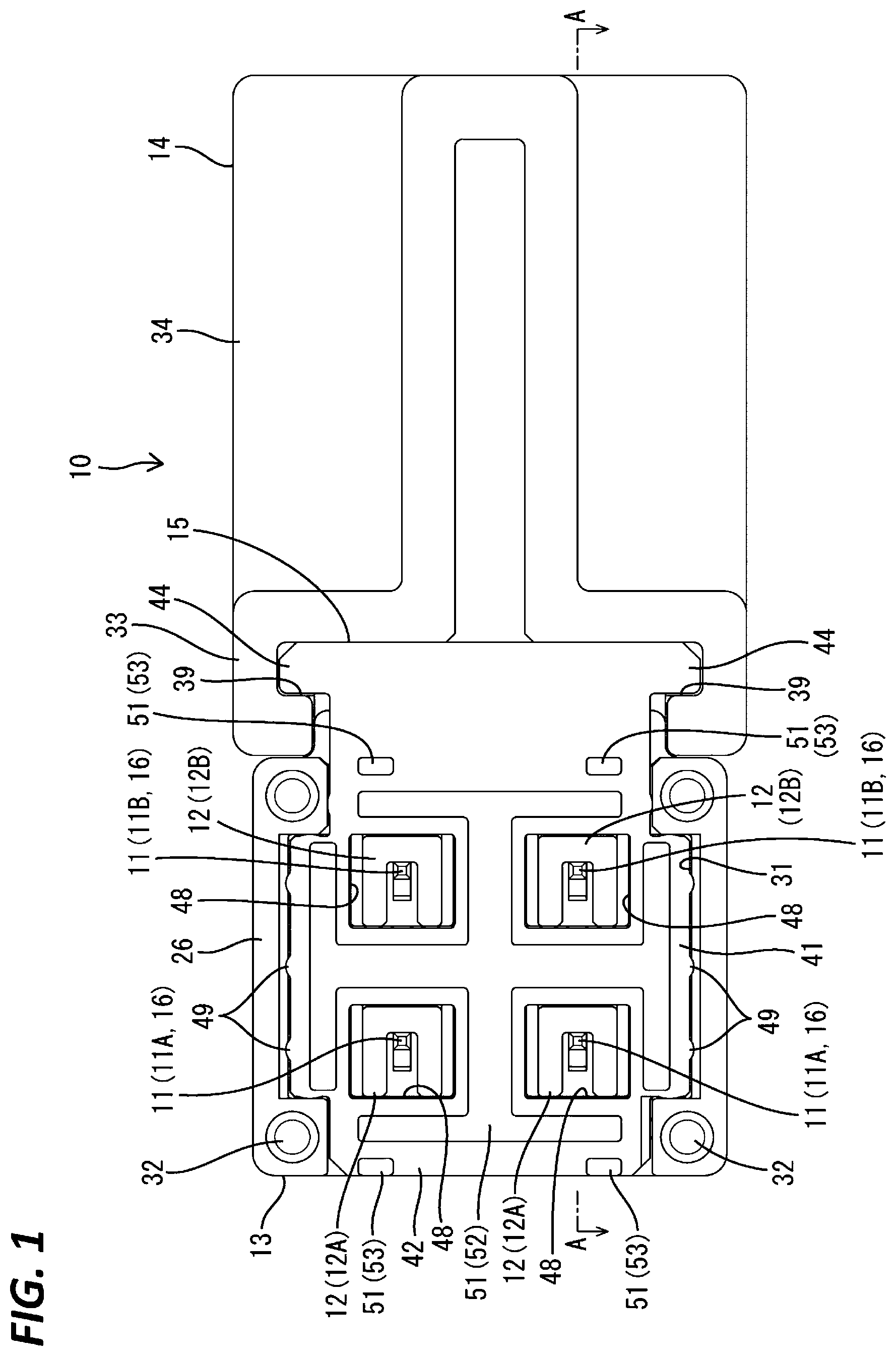Patent US12308555 — Connector including inner conductor, outer conductor, and housing holding the outer conductor — Figure 1