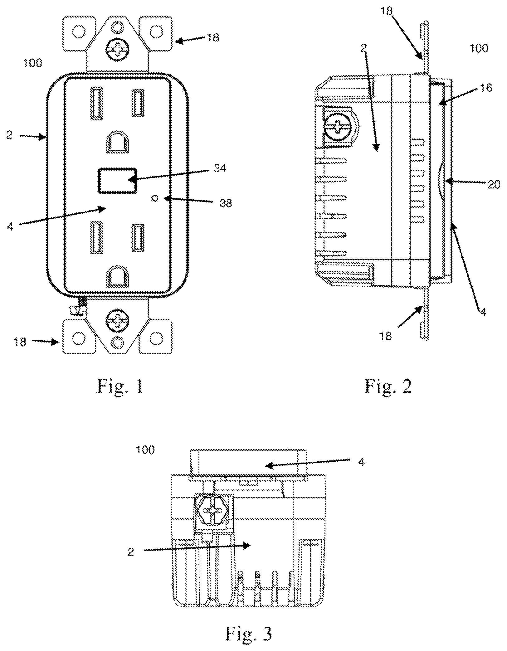Patent US12308557 — Slide on off receptacle panel device — Figure 1