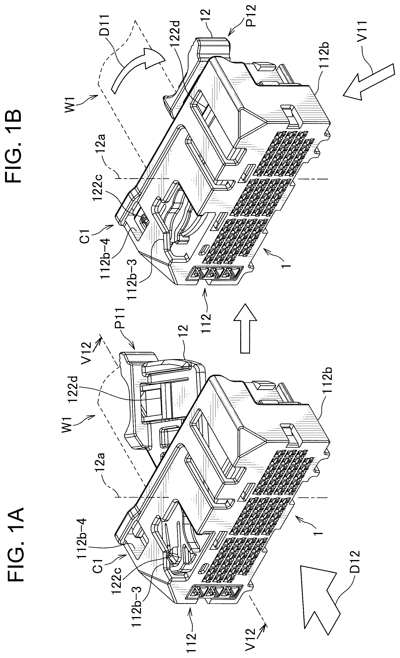 Patent US12308569 Figure 1 – Lever type electrical connector with inner and outer housings