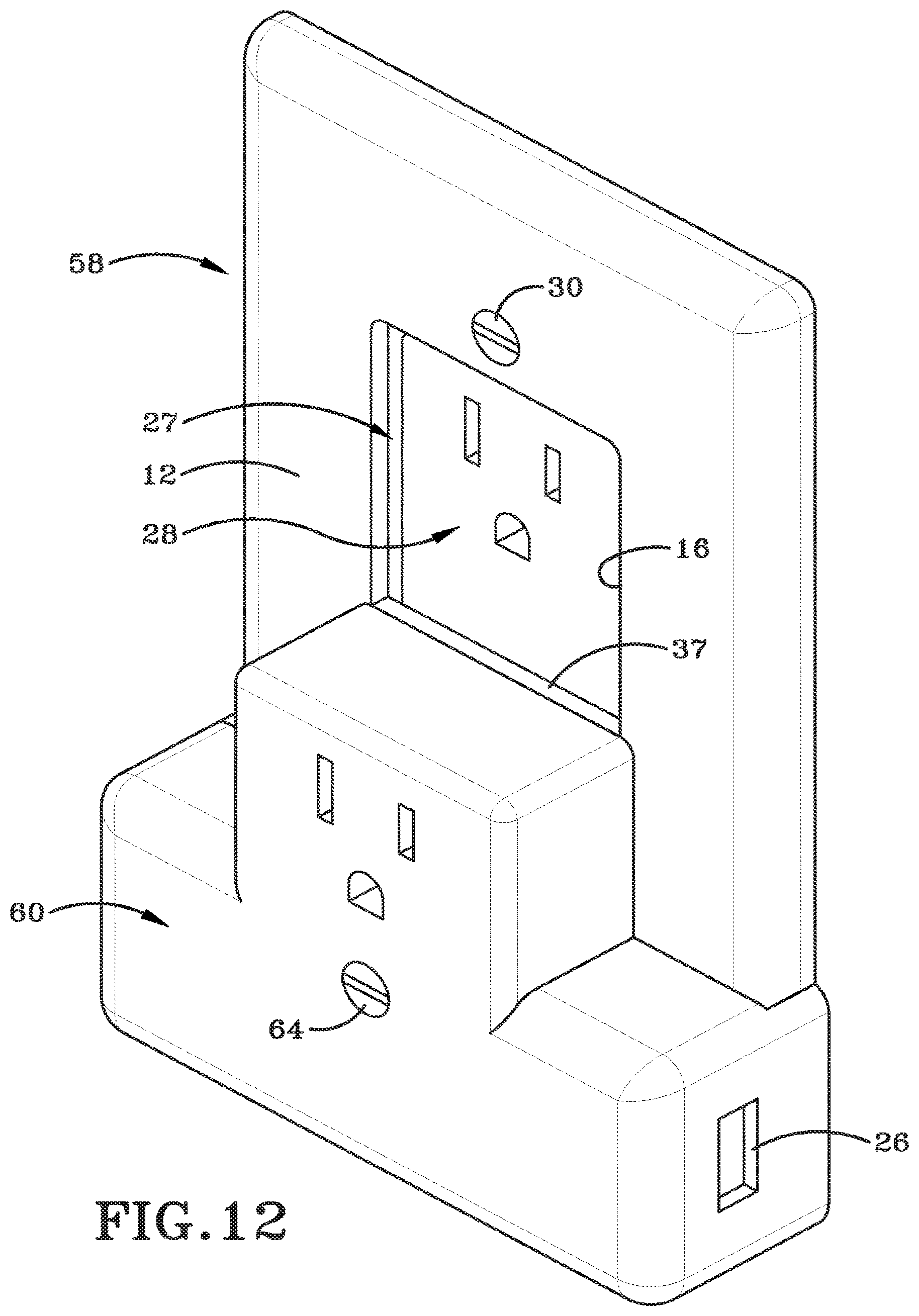 Patent US12308581 Figure 19 – Powered wall plate with plug prongs