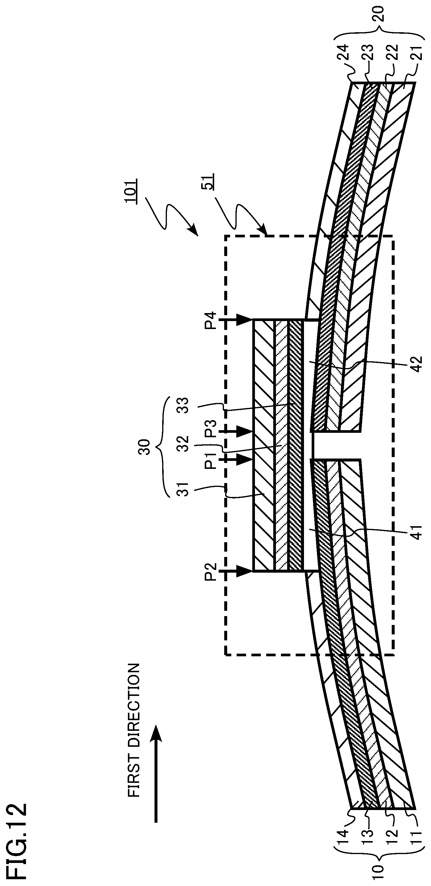 Patent US12308591 Figure 12 – Connection structure of conductive layers, conductive wire, coil and apparatus