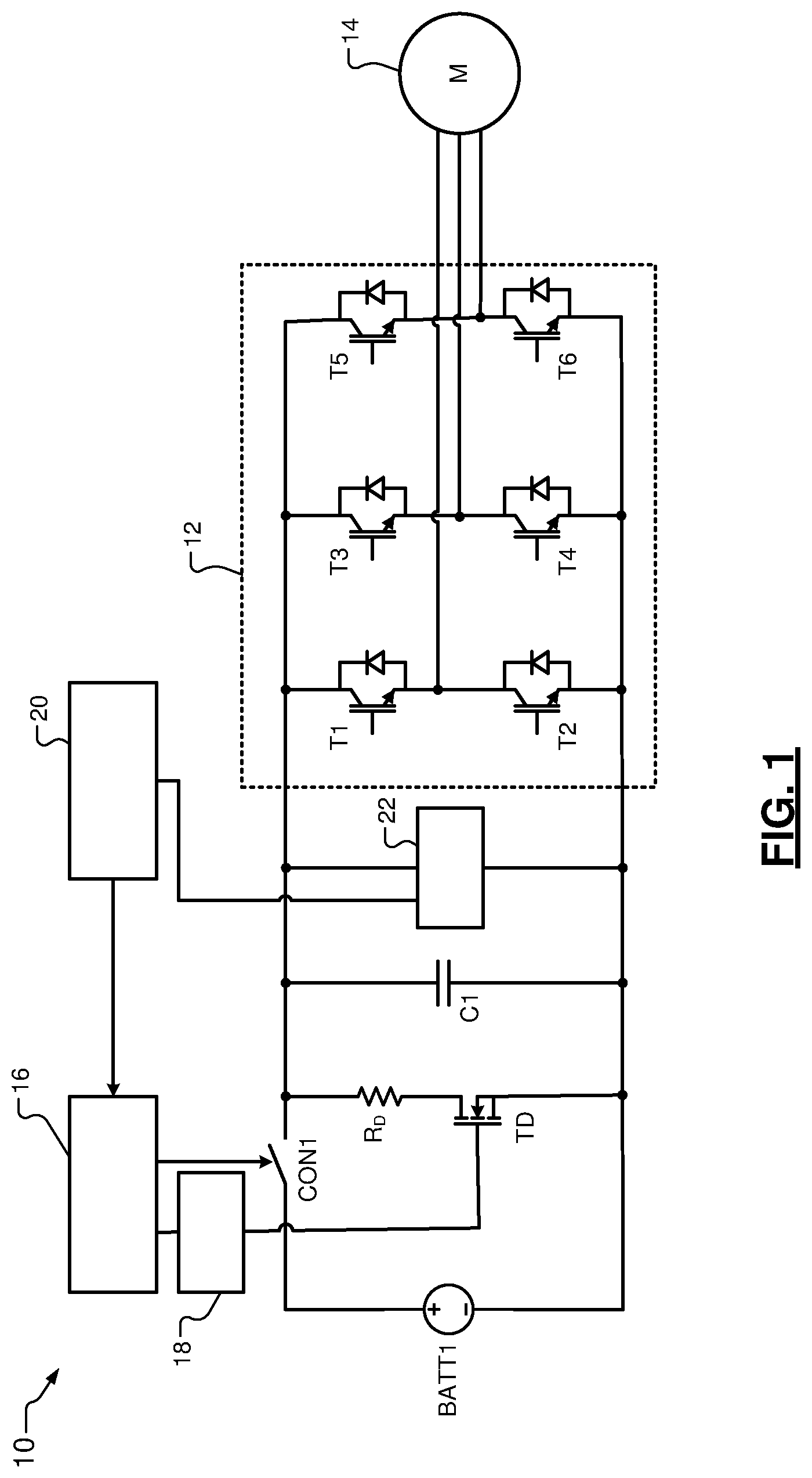 Patent US12308691 — Discharge system for DC capacitors with active loss control — Figure 1