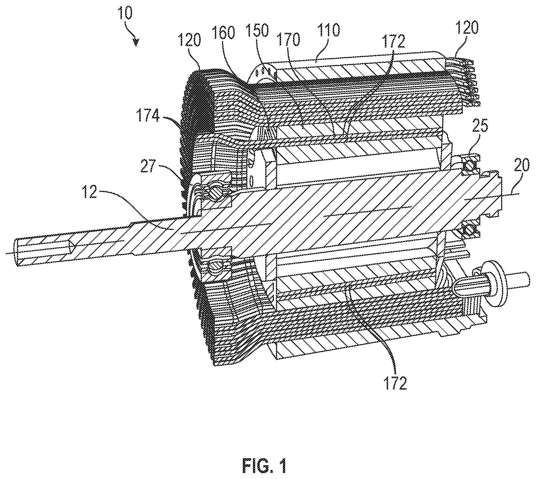 Patent US12308715 — Magnet-assisted wound rotor for electric motor — Figure 1