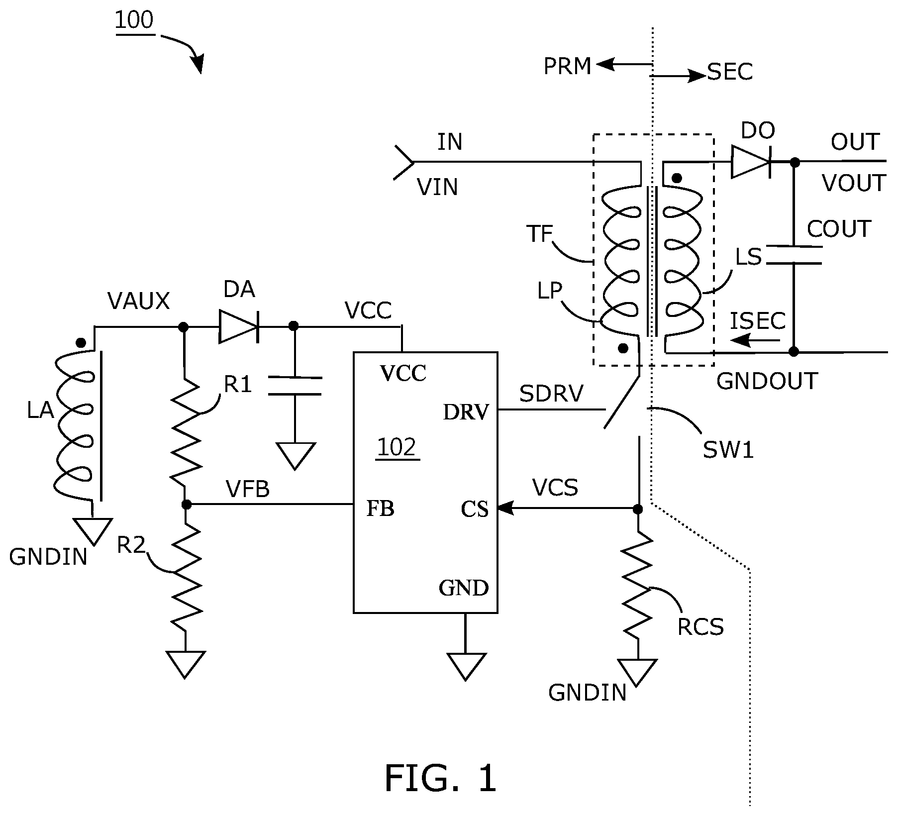 Patent US12308747 — Control method and power controller for flyback power converter — Figure 1