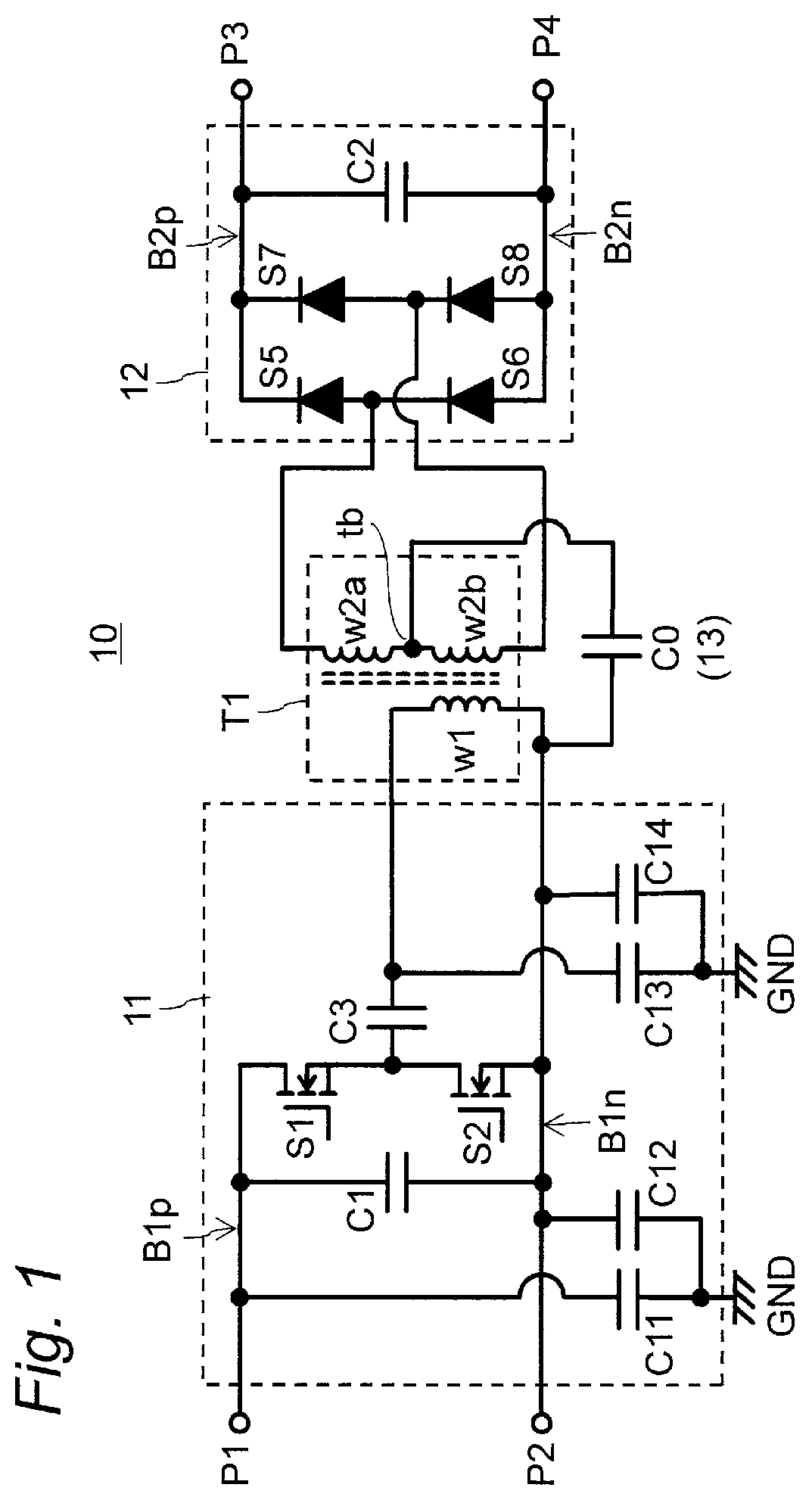 Patent US12308751 — Power conversion apparatus including transformer and operable with reduced common mode noise — Figure 1