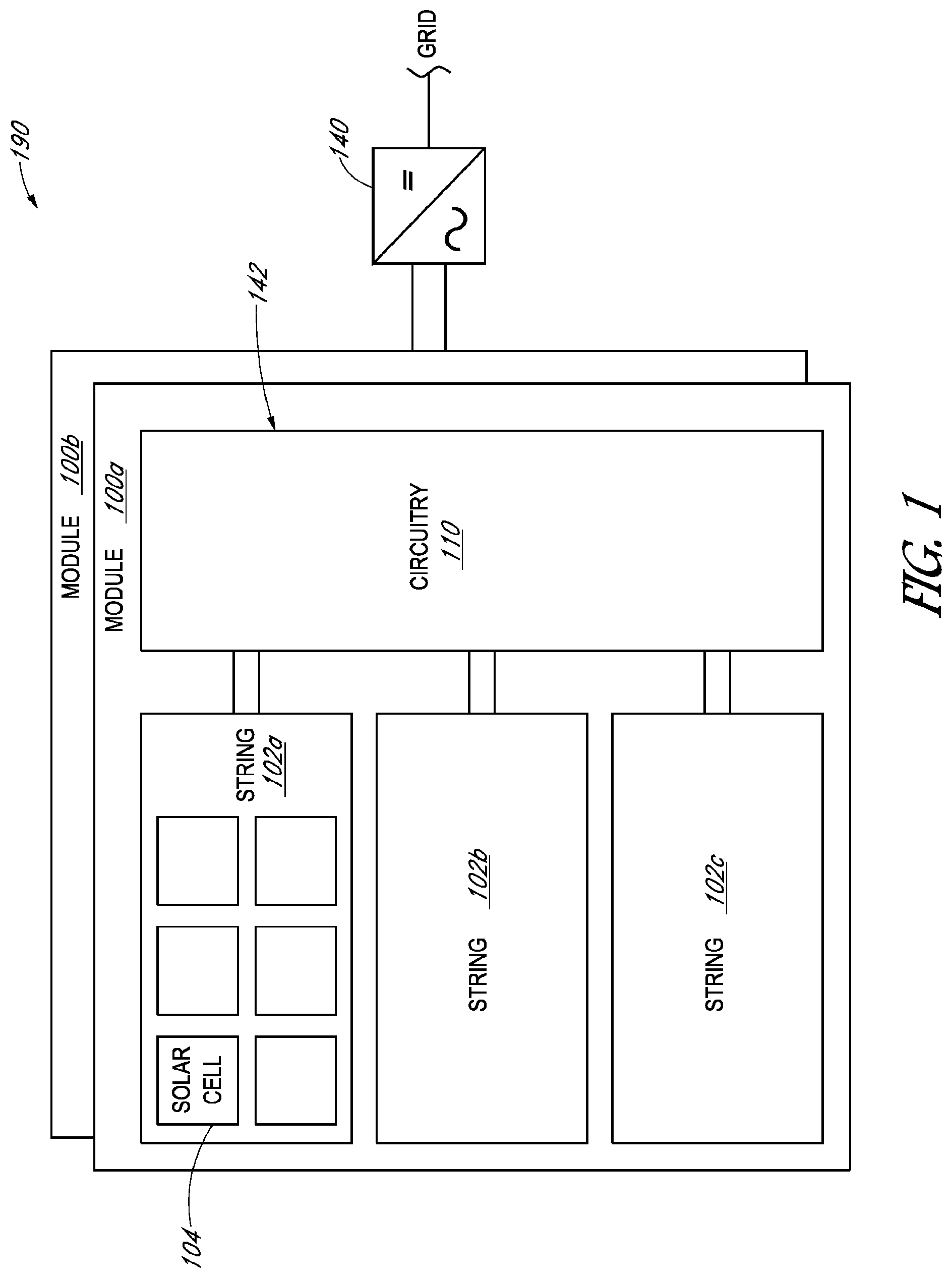 Patent US12308792 — Photovoltaic module or array shutdown — Figure 1