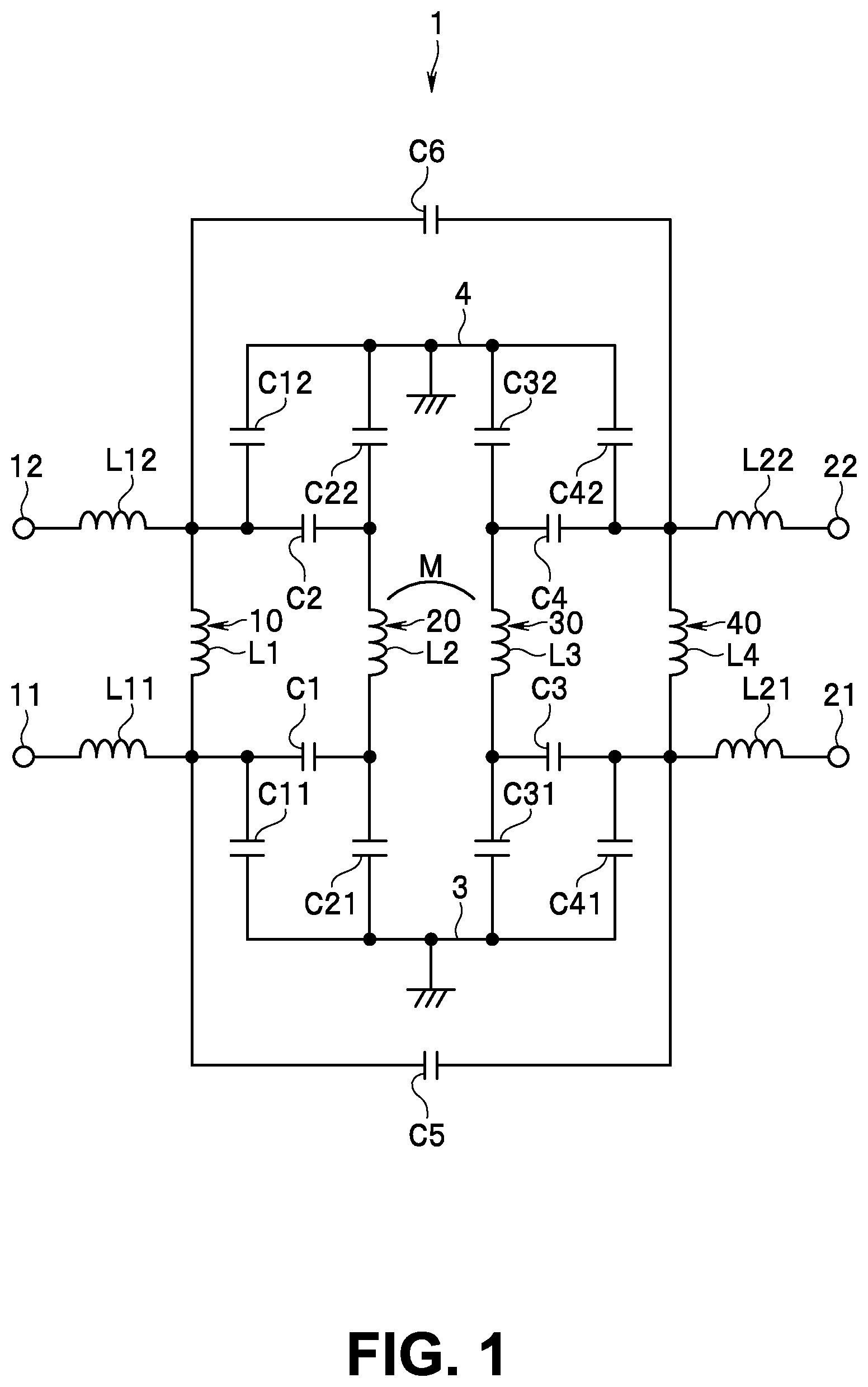 Patent US12308813 — Filter circuit and multilayered filter device — Figure 1