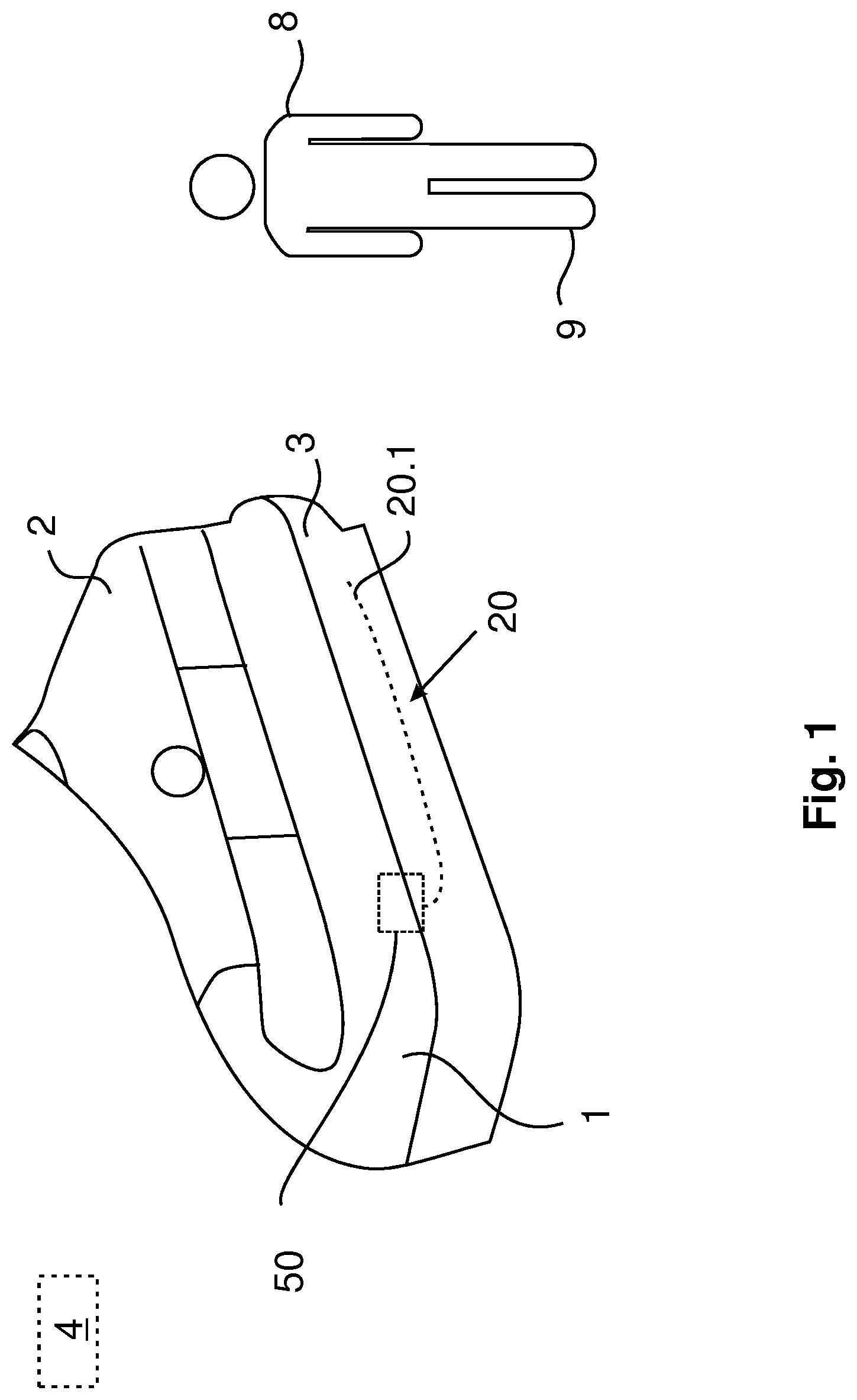 Patent US12308834 Figure 1 – Capacitive sensor device of a vehicle