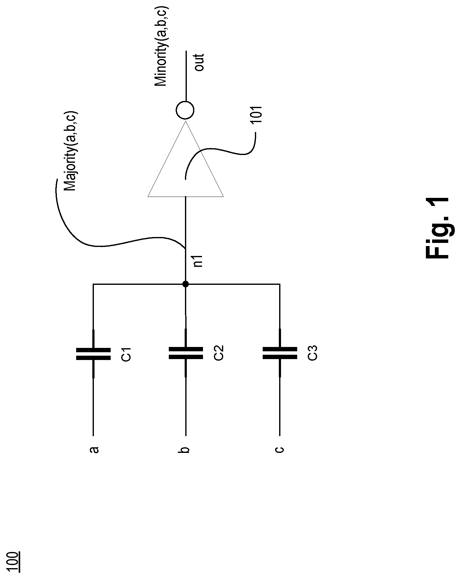 Patent US12308838 — Exclusive-or logic gate with non-linear input capacitors — Figure 1