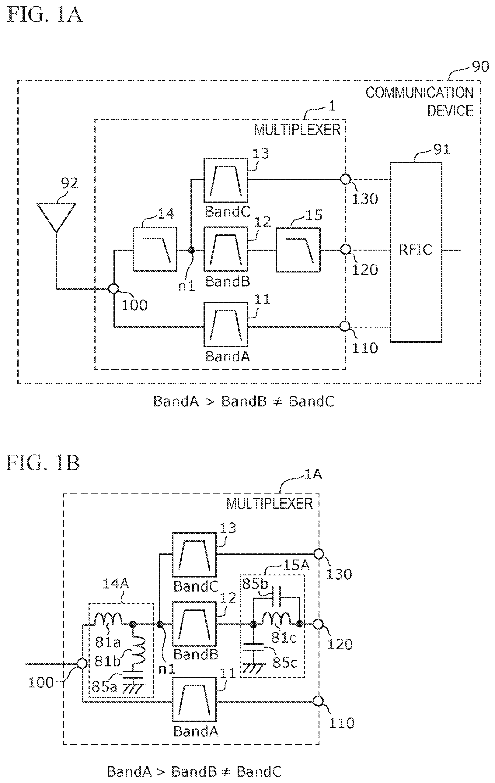 Patent US12308865 — Multiplexer and communication device — Figure 1