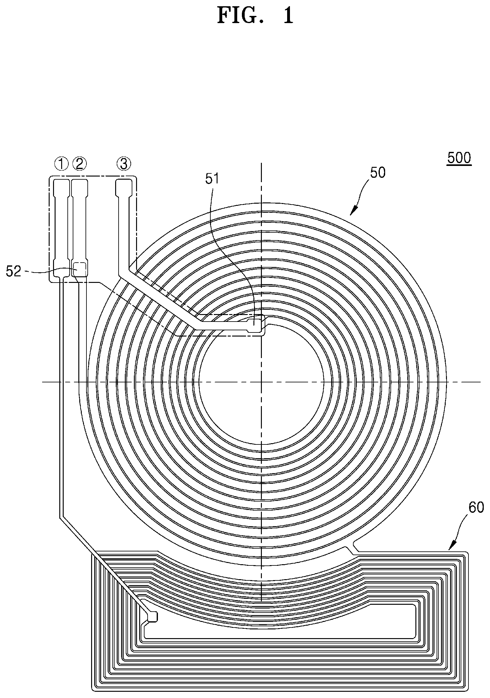 Patent US12308899 — Composite coil pattern for wireless charging and magnetic secure transmission — Figure 1