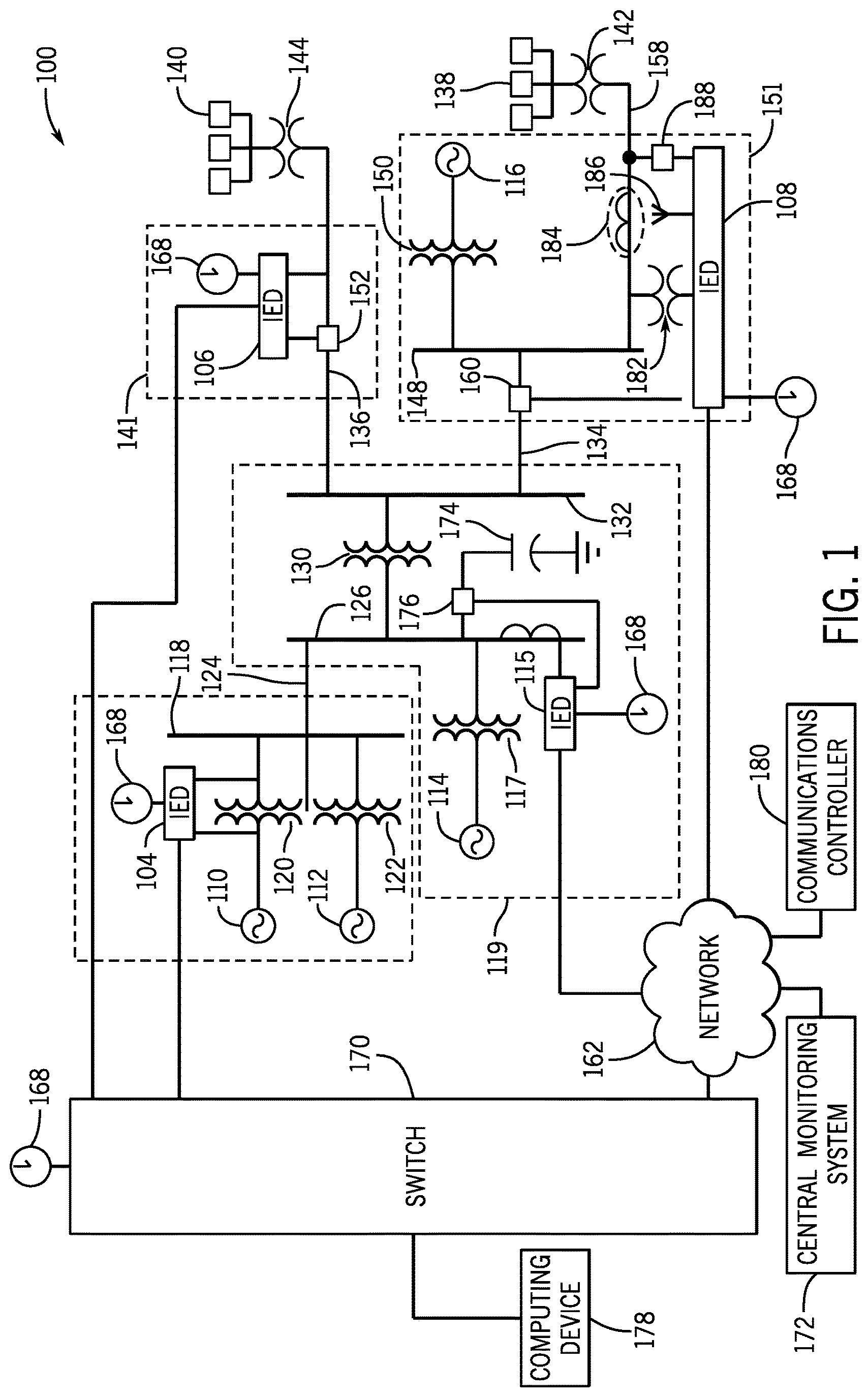 Patent US12308998 — Systems and methods for establishing a backup secure communication link in an electric power distribution system — Figure 1