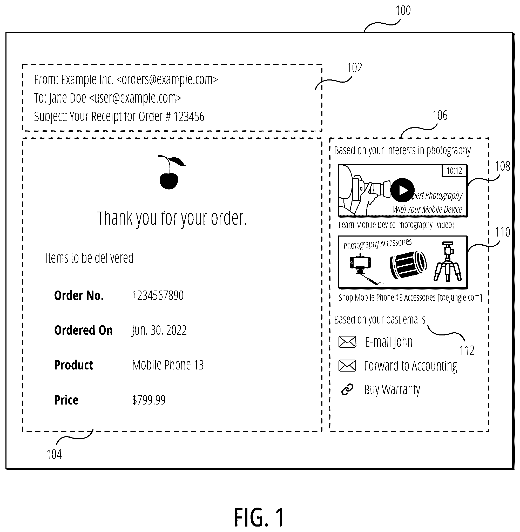 Patent US12309108 Figure 1 – Method and system for supplementing messages with contextual content