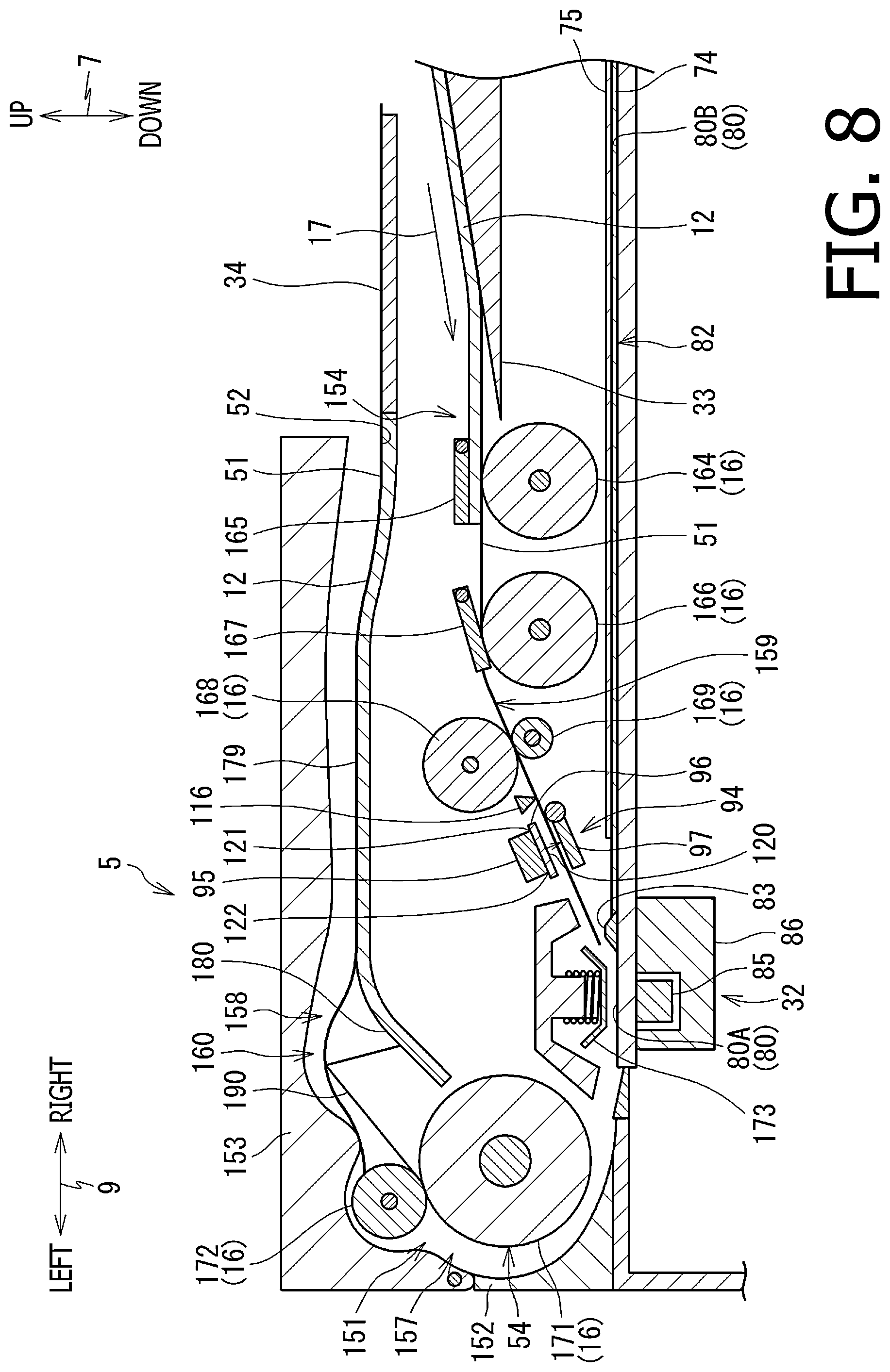 Patent US12309335 Figure 8 – Reading apparatus with sensors located at different positions along a conveyer path