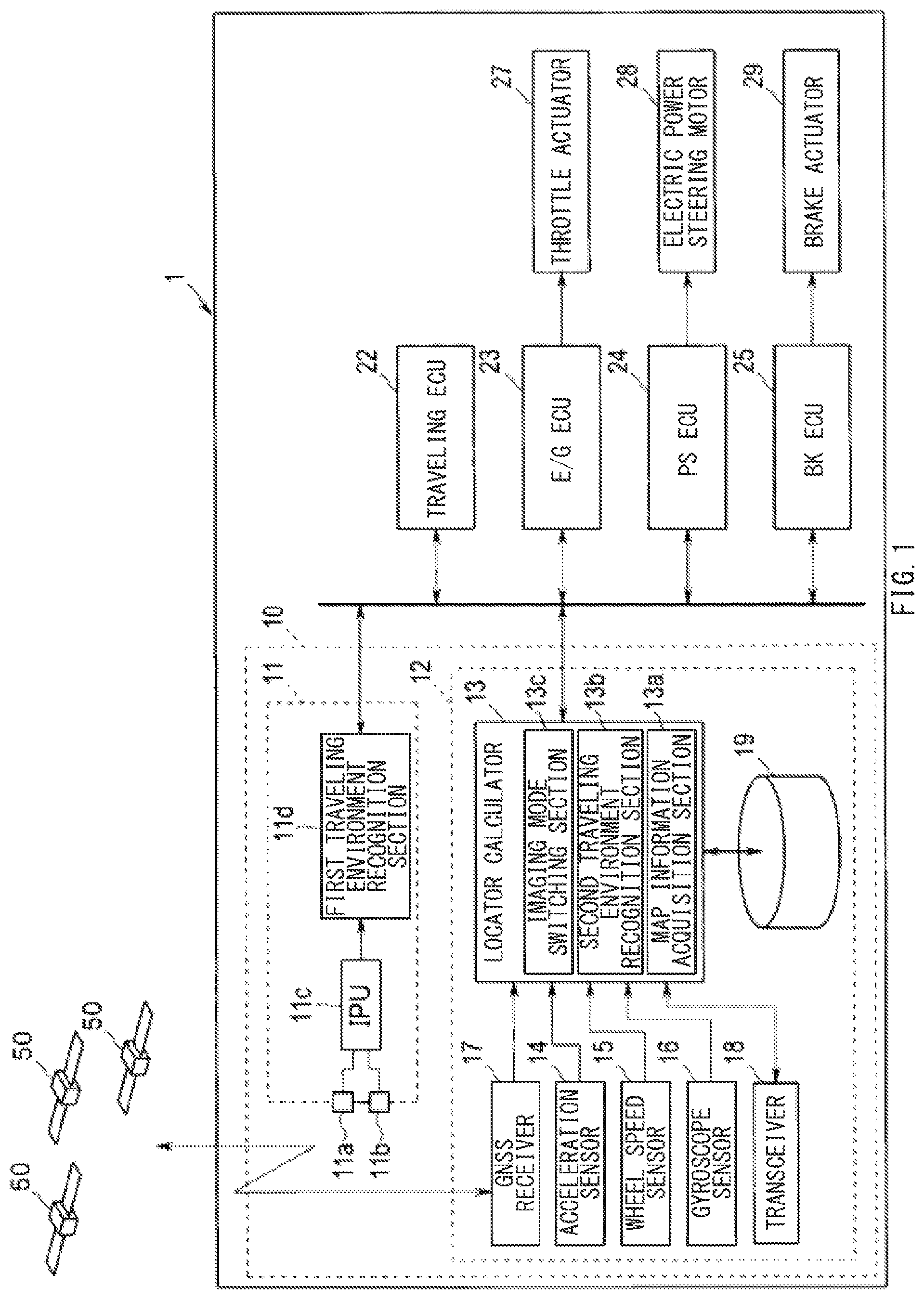 Patent US12309488 — Traveling environment recognition apparatus — Figure 1