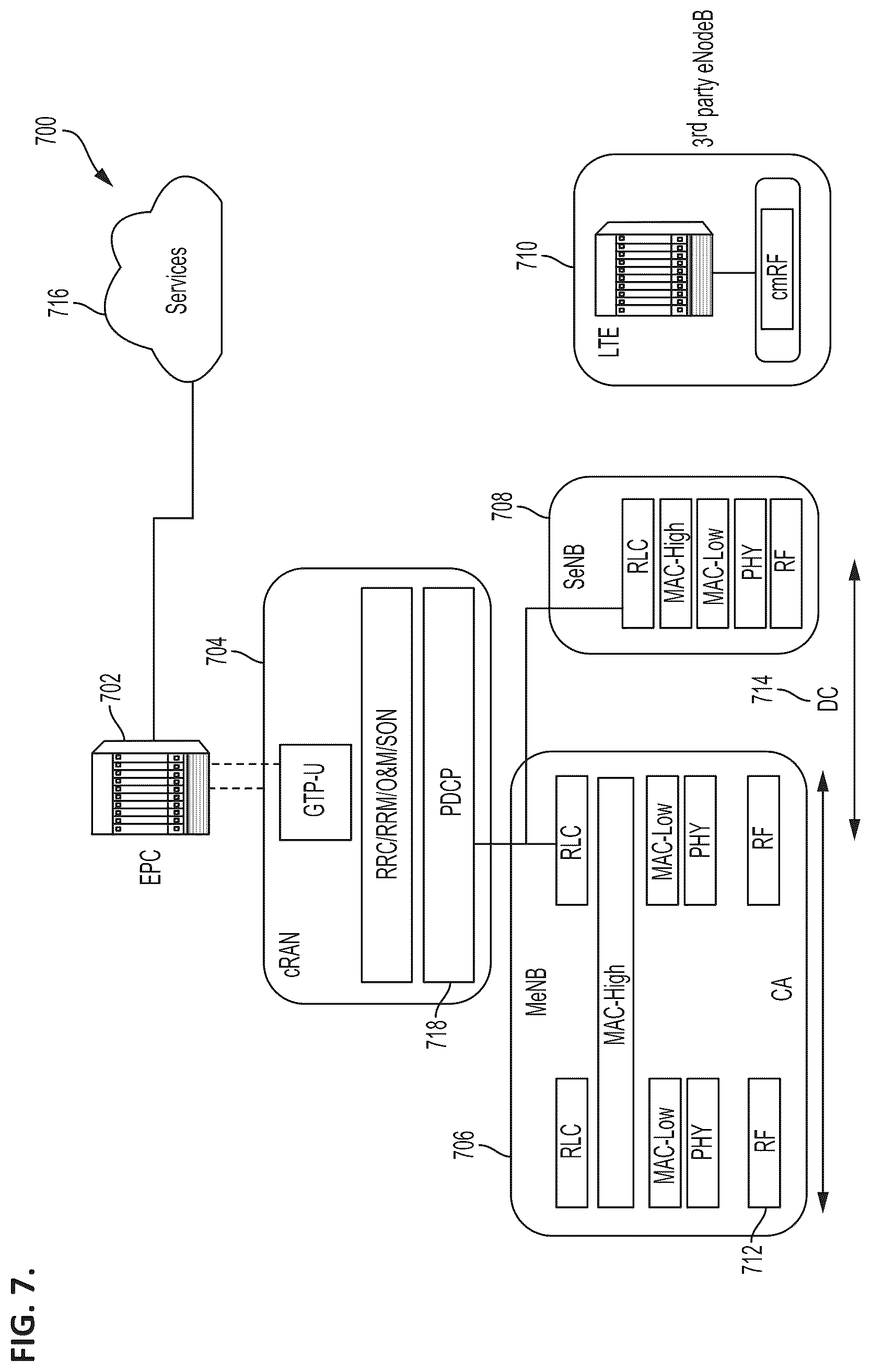 Patent US12309753 Figure 10 – Multi-technology aggregation architecture for long term evolution communications systems