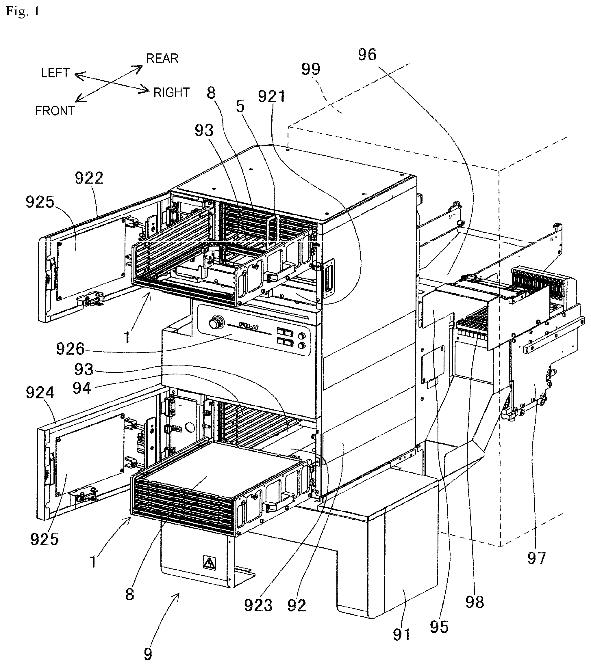 Patent US12309936 — Pallet replacing device — Figure 1