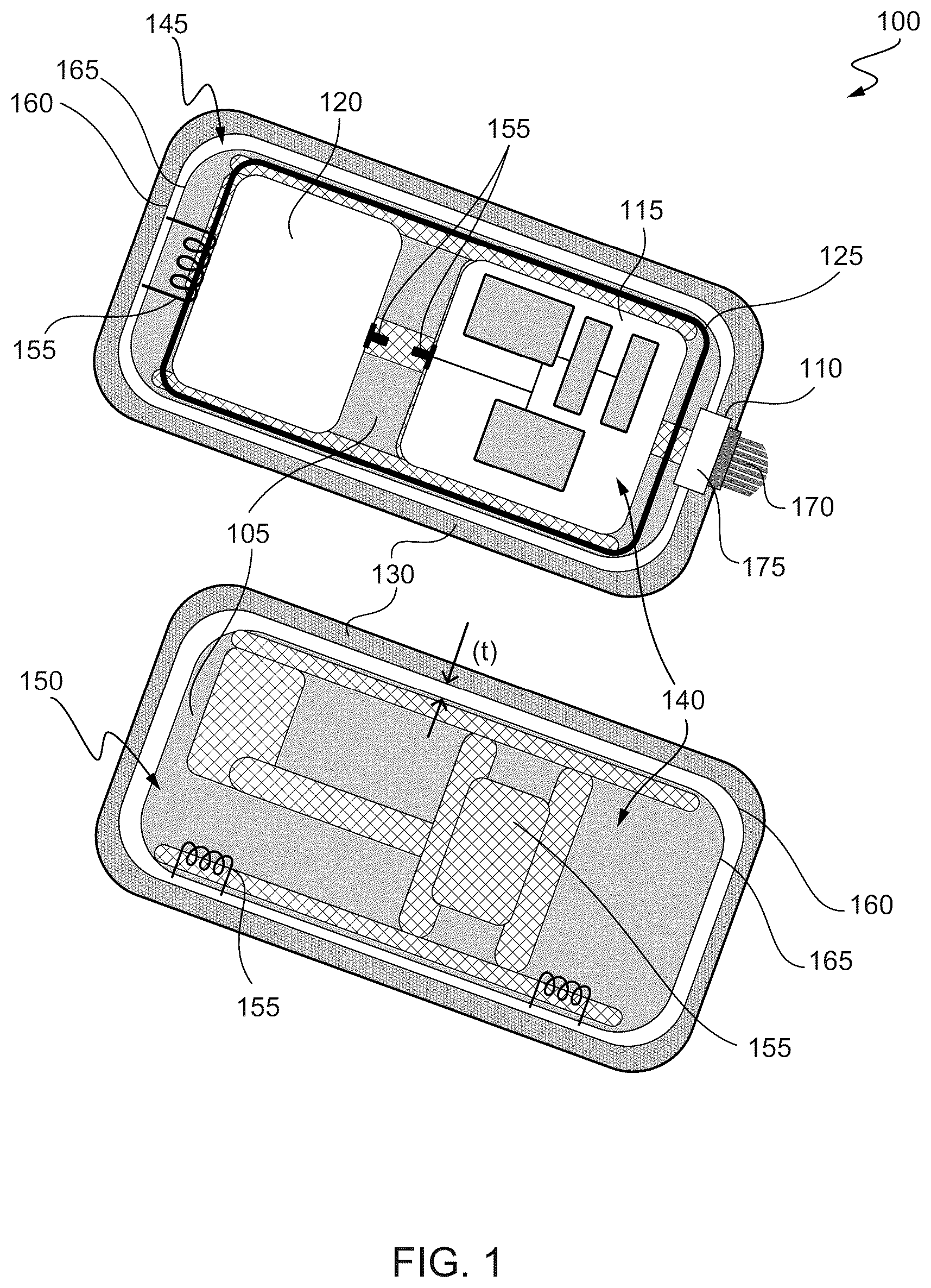Patent US12309954 Figure 1 – Protective structures with integrated electrical interconnects for active implantable medical devices