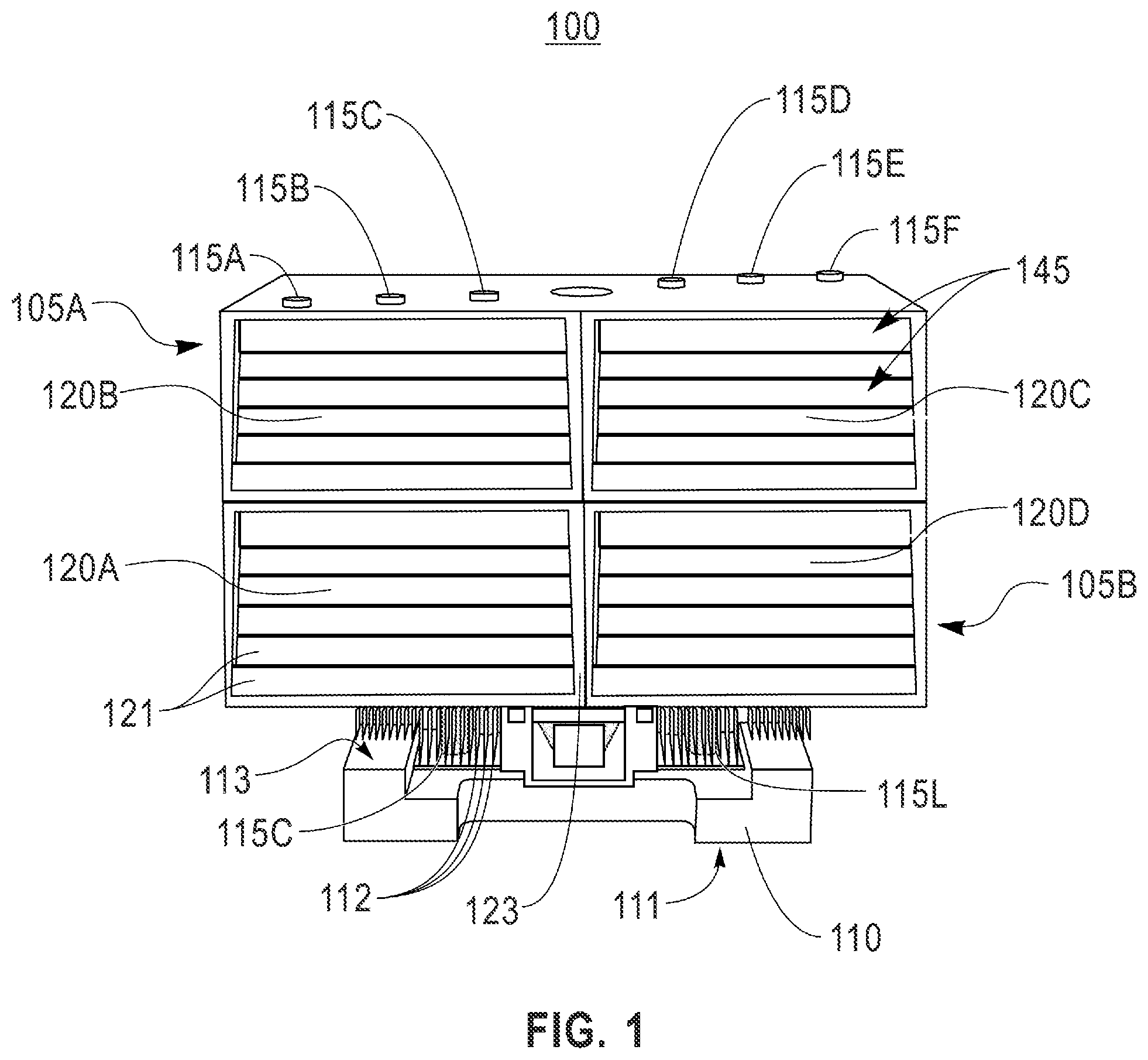 Patent US12309962 — Configurable multi-chip module heatsink for selective dissipation of heat — Figure 1