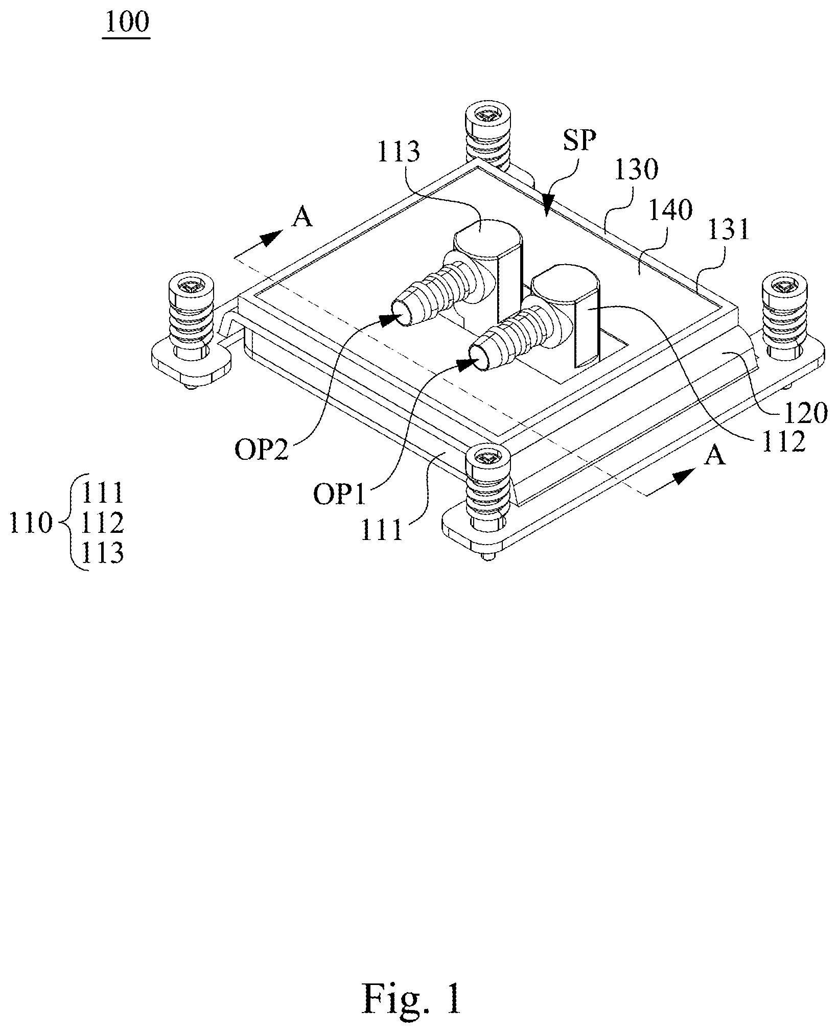Patent US12309968 — Cold plate module — Figure 1